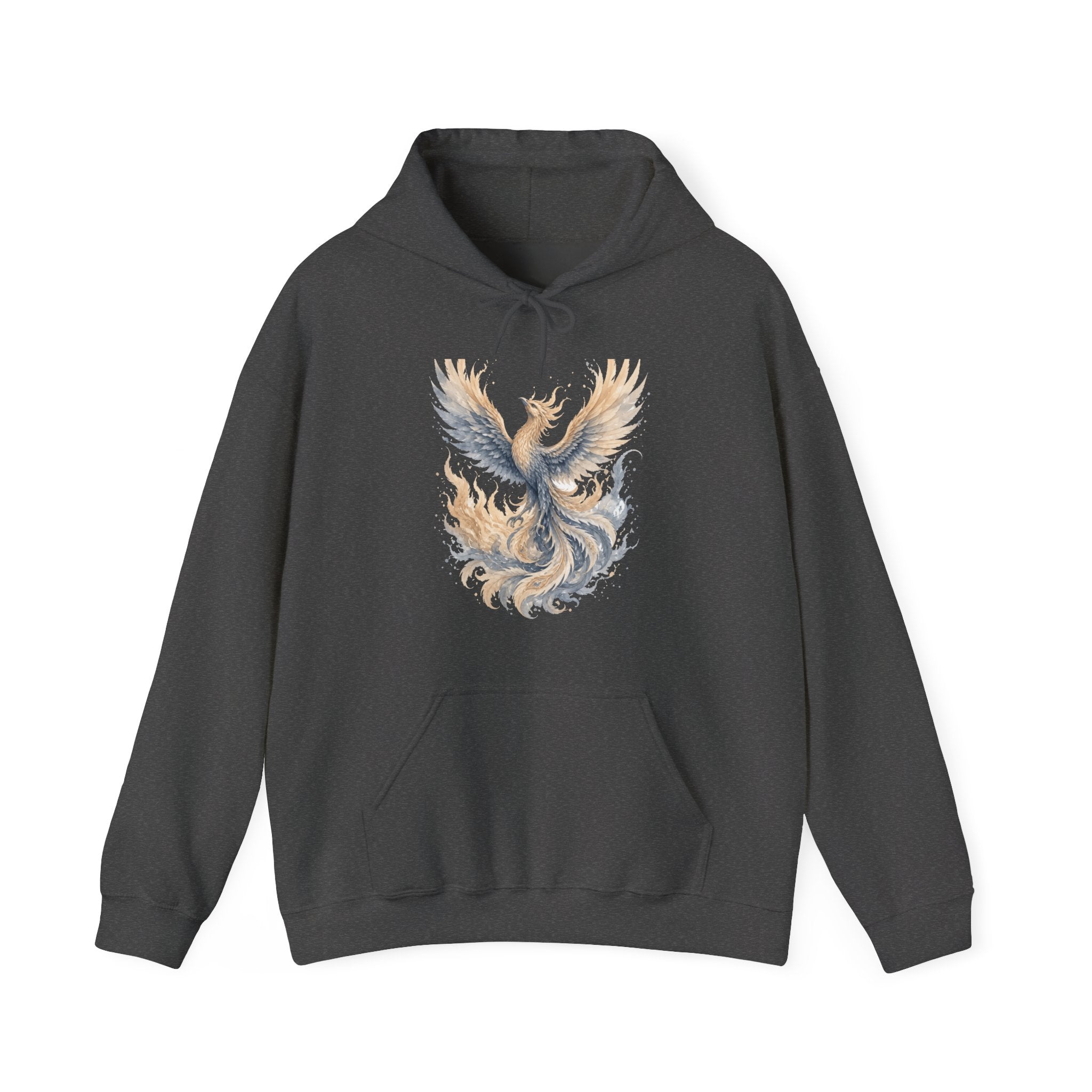 Matching Couple Sweatshirt - Dragon & Phoenix Matching Couple Hooded Sweatshirt Watercolor Art His Hers Engagement Gift - Design B