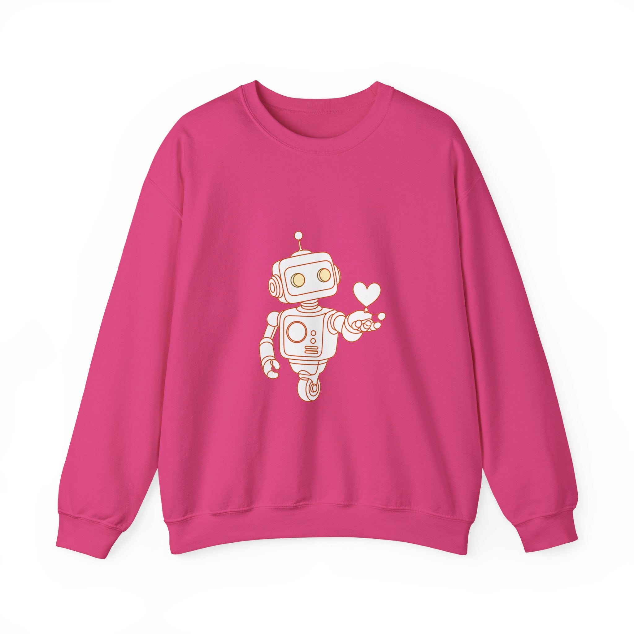 Matching Couple Sweatshirt - Robot & Heart Matching Couple Crewneck Sweatshirt Minimalist Art His Hers Valentine Gift - Design A
