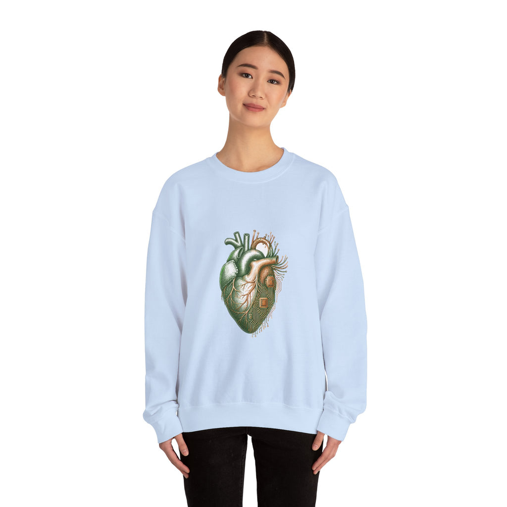 Matching Couple Sweatshirt - Robot & Heart Matching Couple Crewneck Sweatshirt Hand-Drawn Art His Hers Best Friend Gift - Design B