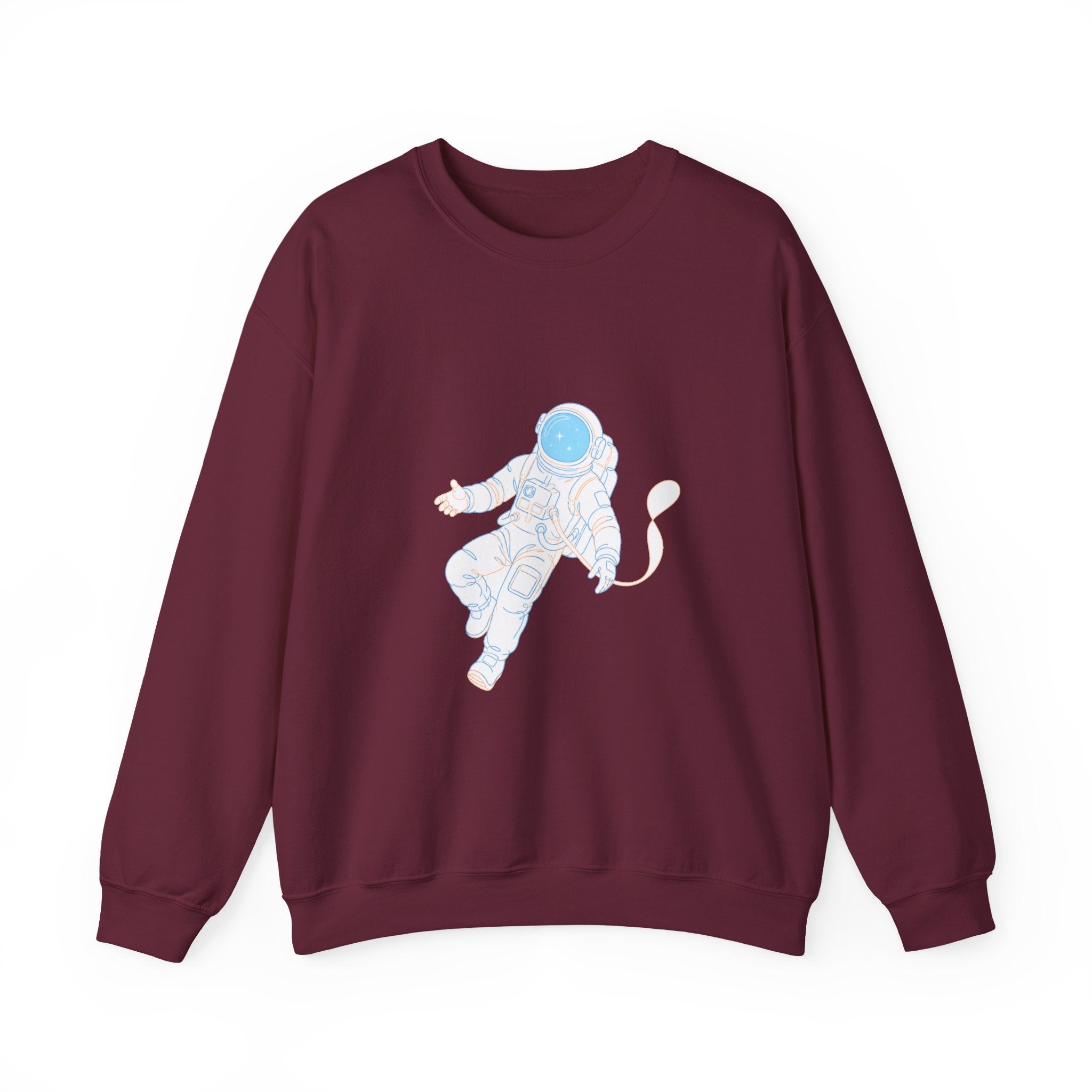Matching Couple Sweatshirt - Astronaut & Planet Matching Couple Premium Fleece Sweatshirt Minimalist Art His Hers Christmas Gift - Design A