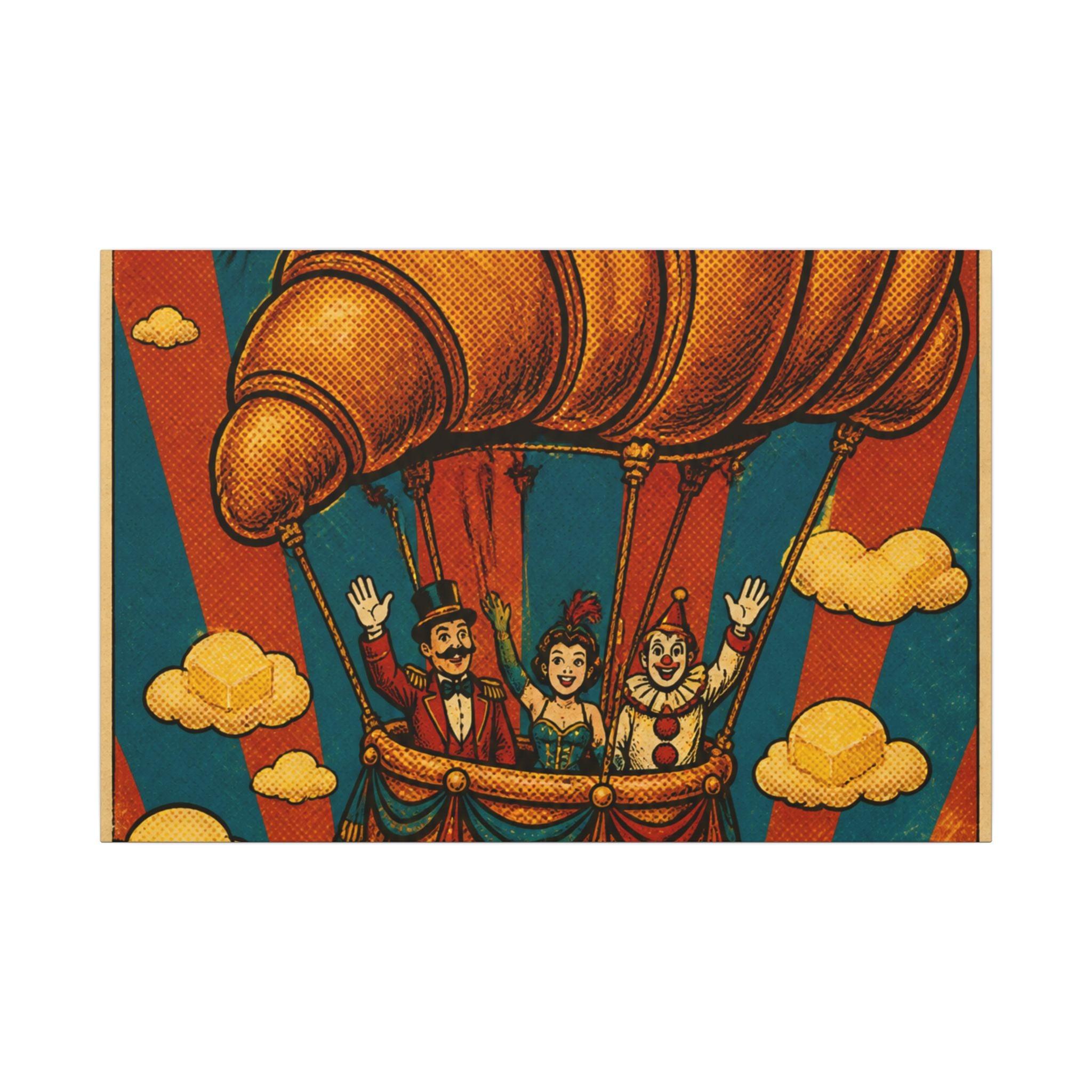 Croissant Hot Air Balloon Wall Art Canvas 16×20 Pop Art Living Room Decor Maximalist Print