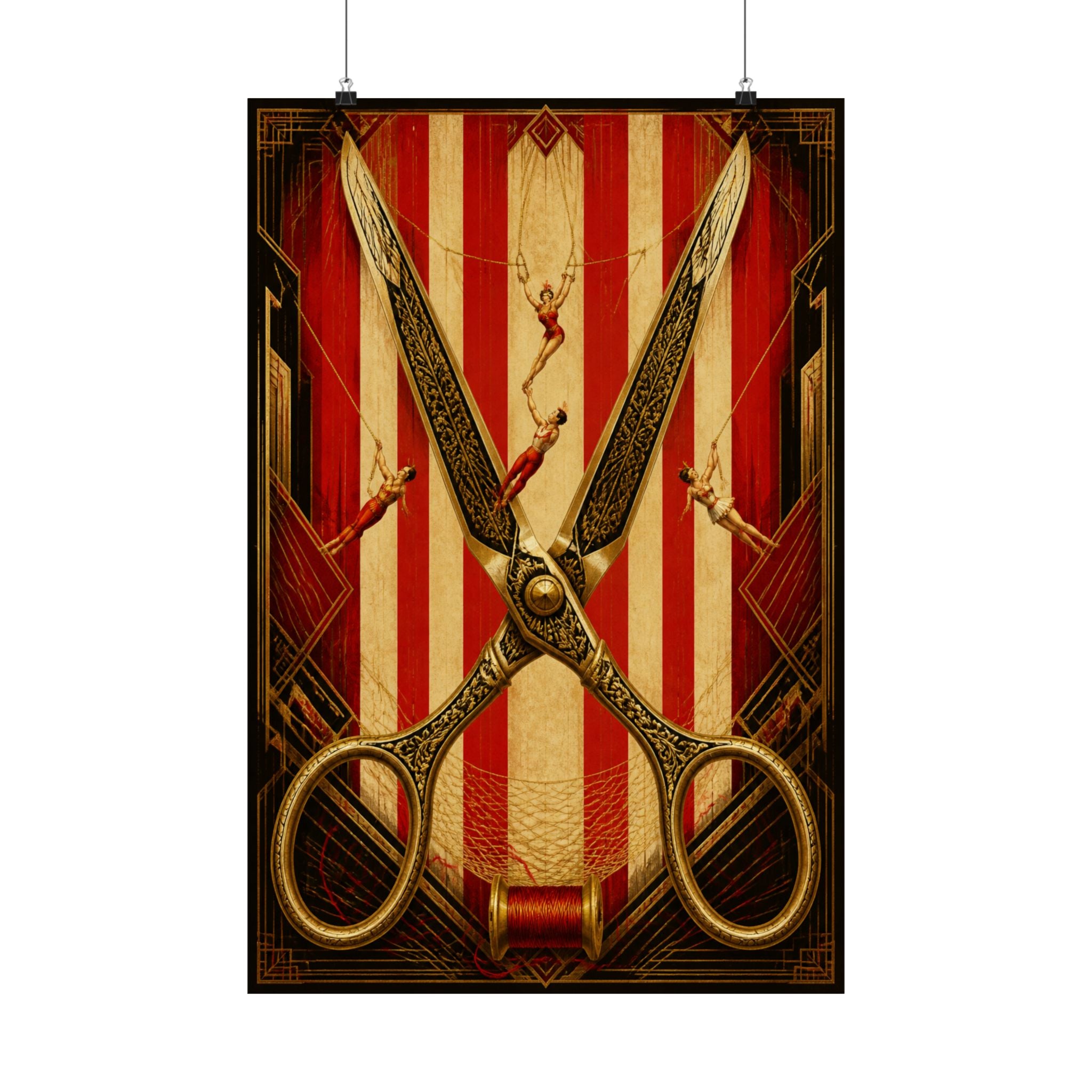 Giant Scissors Trapeze Wall Art Poster 18×24 Art Deco Entryway Decor Maximalist Print
