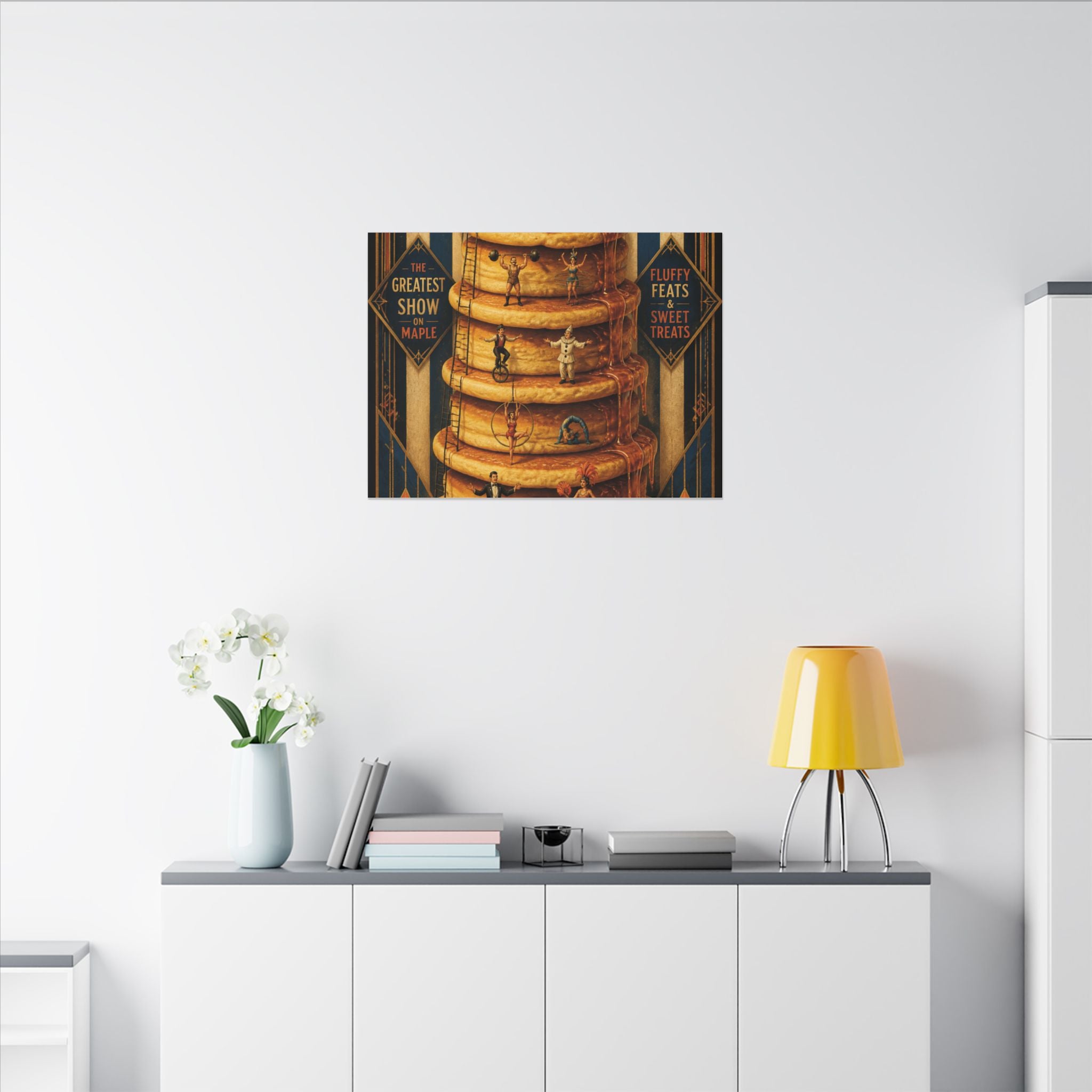 Pancake Stack Platform Wall Art Canvas 16×20 Art Deco Entryway Decor Maximalist Print