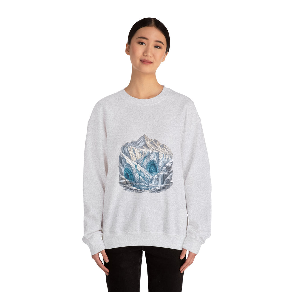 Matching Couple Sweatshirt - Volcano & Glacier Matching Couple Comfort Colors Crew Hand-Drawn Art His Hers Anniversary Gift - Design B