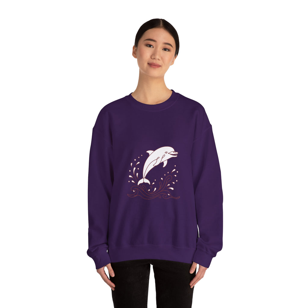 Matching Couple Sweatshirt - Shark & Dolphin Matching Couple Comfort Colors Crew Minimalist Art His Hers Christmas Gift - Design B