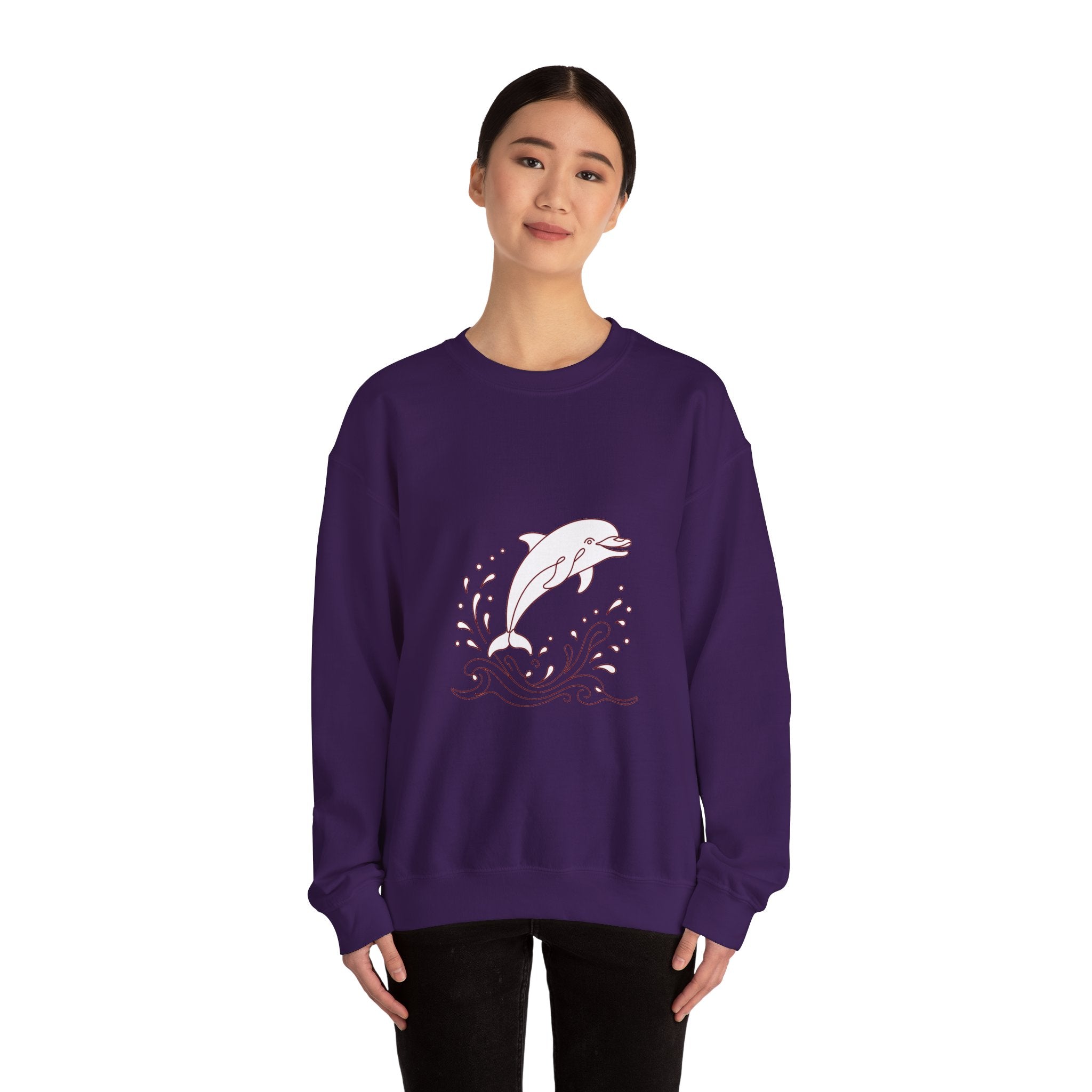 Matching Couple Sweatshirt - Shark & Dolphin Matching Couple Comfort Colors Crew Minimalist Art His Hers Christmas Gift - Design B