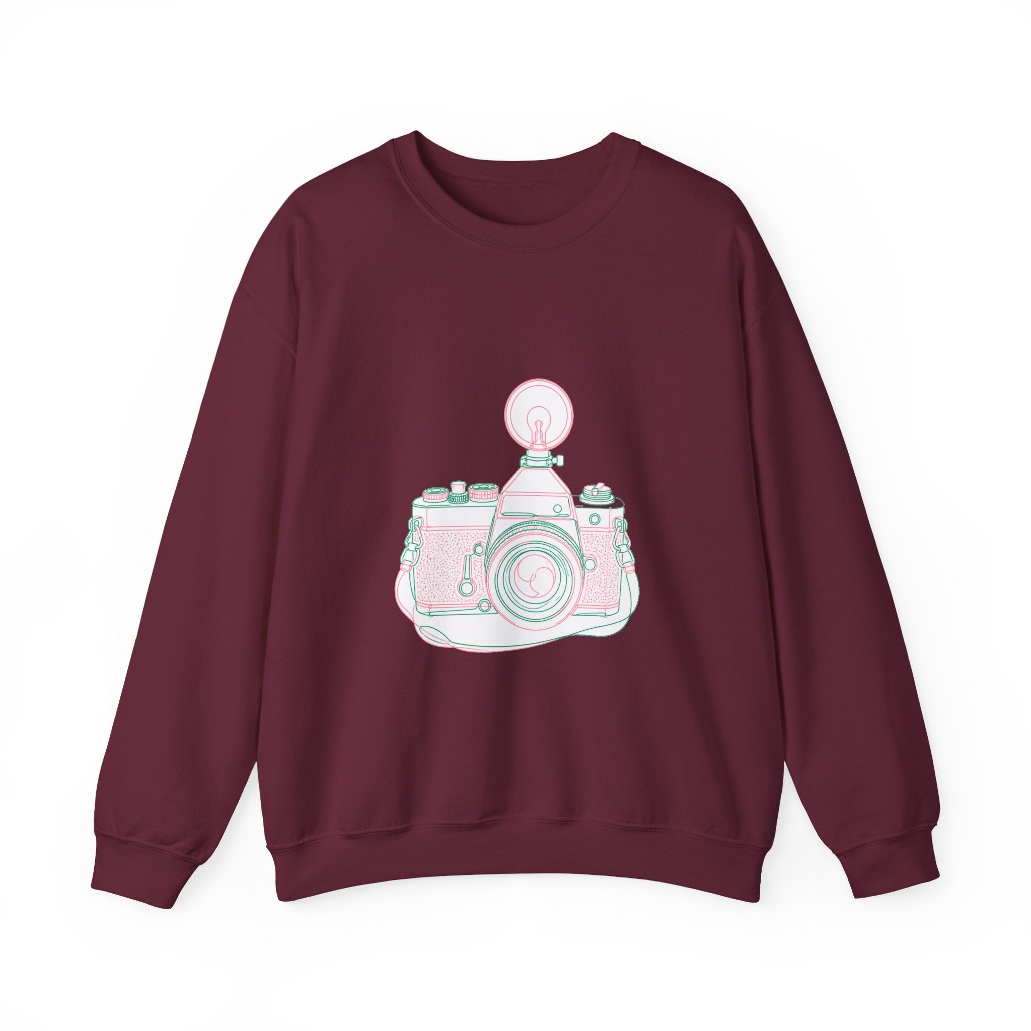 Matching Couple Sweatshirt - Camera & Film Matching Couple Crewneck Sweatshirt Minimalist Art His Hers Valentine Gift - Design A