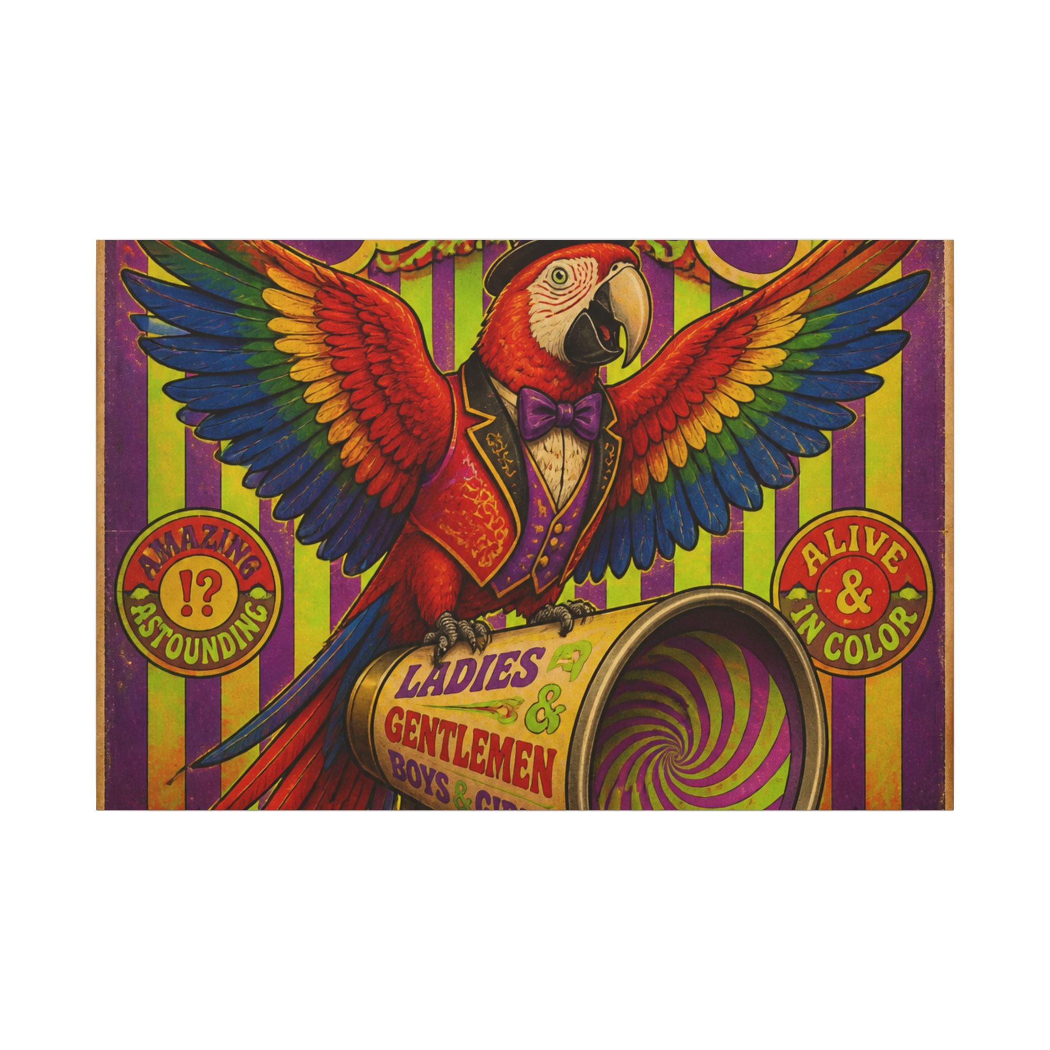 Parrot Ringmaster Wall Art Canvas 16×20 Psychedelic Cafe Decor Maximalist Print