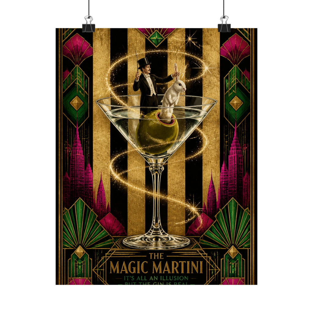 Martini Magician Wall Art Poster 18×24 Art Deco Entryway Decor Maximalist Print