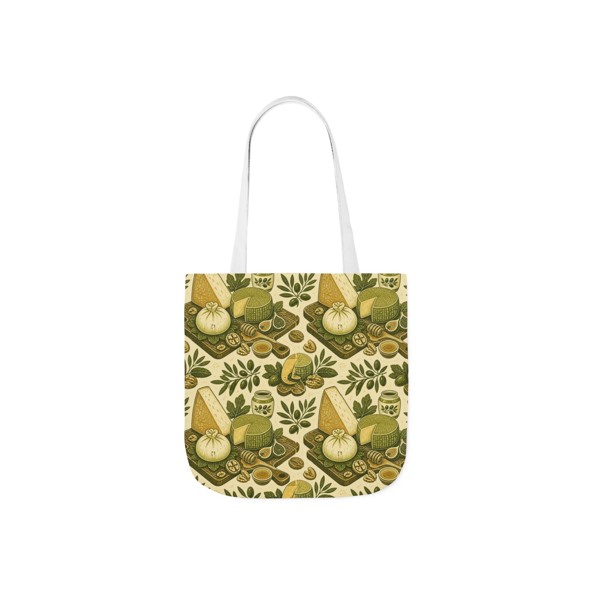 Italian Cheese Board Canvas Tote Bag Mediterranean Kitchen Linocut Design Italian Cottagecore Gift