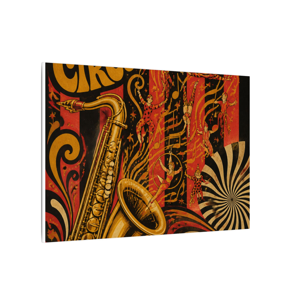 Saxophone Music Circus Wall Art Canvas 16×20 Psychedelic Cafe Decor Maximalist Print