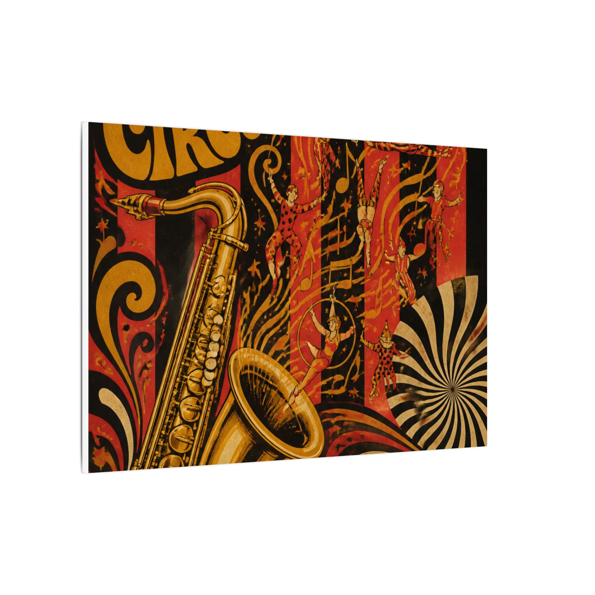 Saxophone Music Circus Wall Art Canvas 16×20 Psychedelic Cafe Decor Maximalist Print