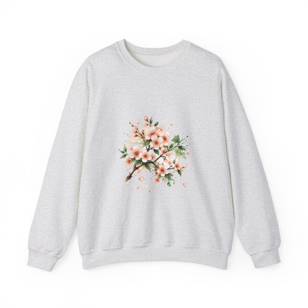 Matching Couple Sweatshirt - Cherry Blossom & Maple Leaf Matching Couple Comfort Colors Crew Watercolor Art His Hers Birthday Gift - Design A