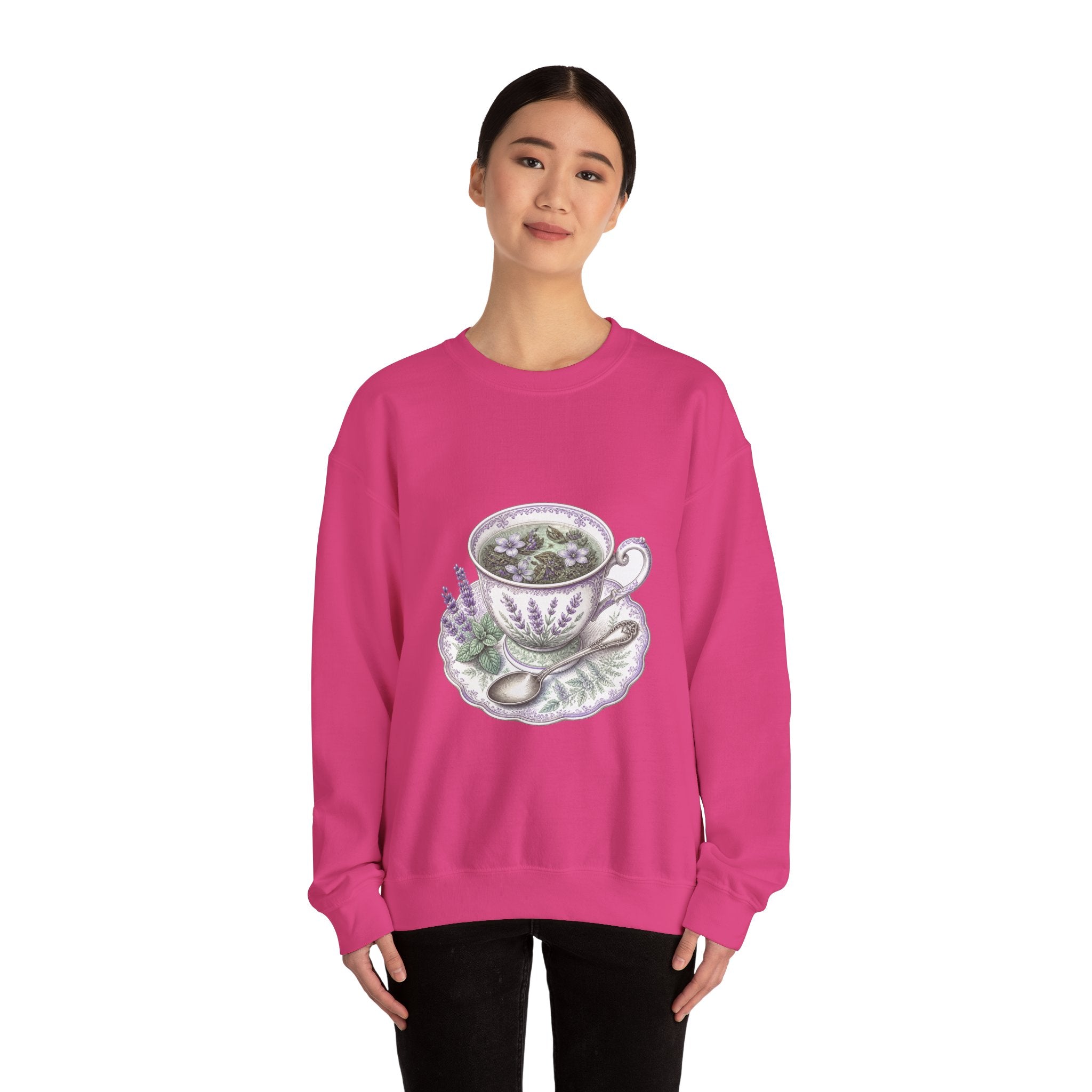 Matching Couple Sweatshirt - Coffee & Tea Matching Couple Premium Fleece Sweatshirt Vintage Art His Hers Honeymoon Gift - Design B