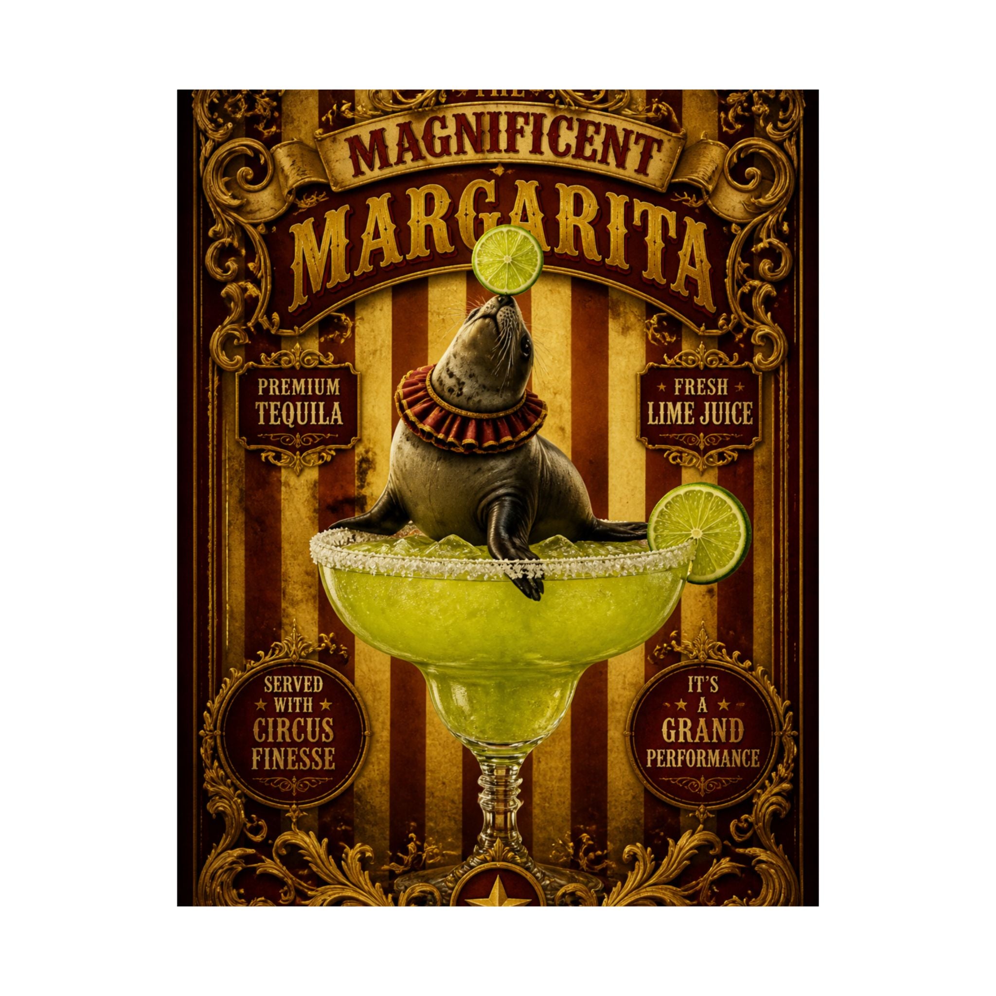 Margarita Balancing Seal Wall Art Poster 24×36 Baroque Studio Decor Maximalist Print