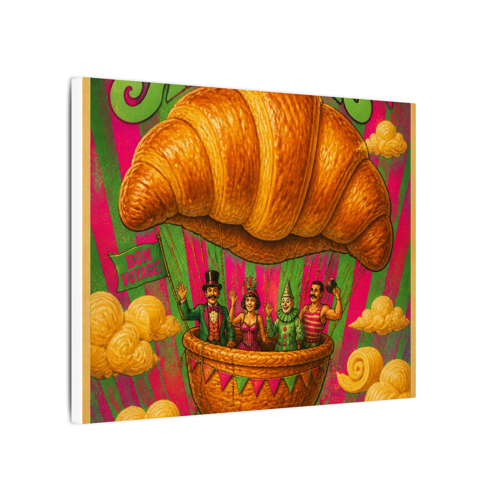 Croissant Hot Air Balloon Wall Art Canvas 16×20 Psychedelic Cafe Decor Maximalist Print