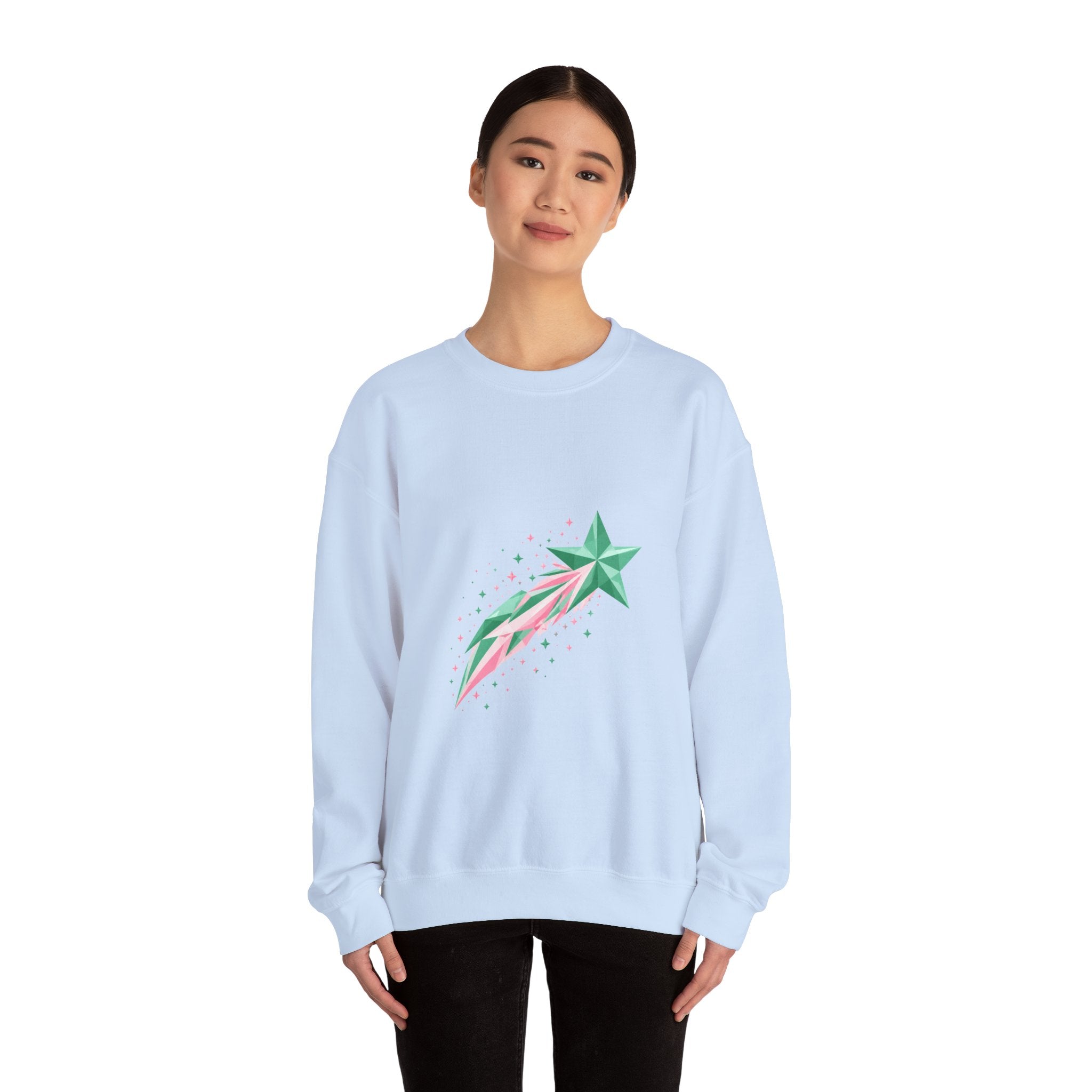 Matching Couple Sweatshirt - Shooting Star & North Star Matching Couple Premium Fleece Sweatshirt Geometric Art His Hers Love Gift - Design A