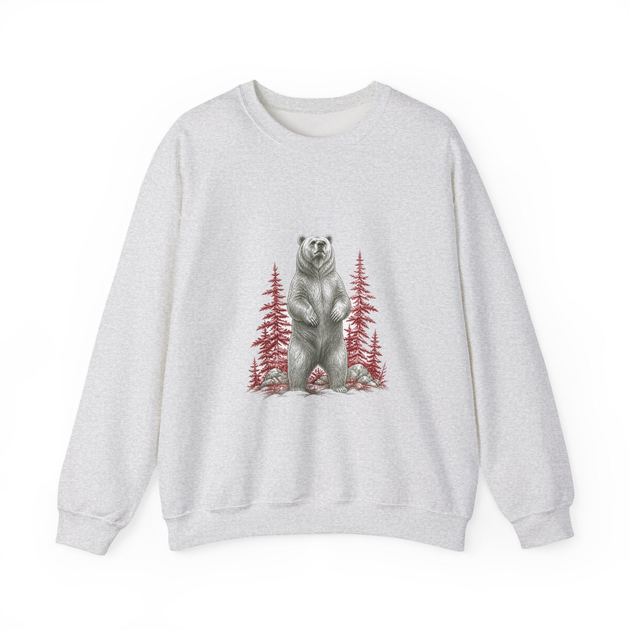 Matching Couple Sweatshirt - Bear & Deer Matching Couple Premium Fleece Sweatshirt Hand-Drawn Art His Hers Anniversary Gift - Design A