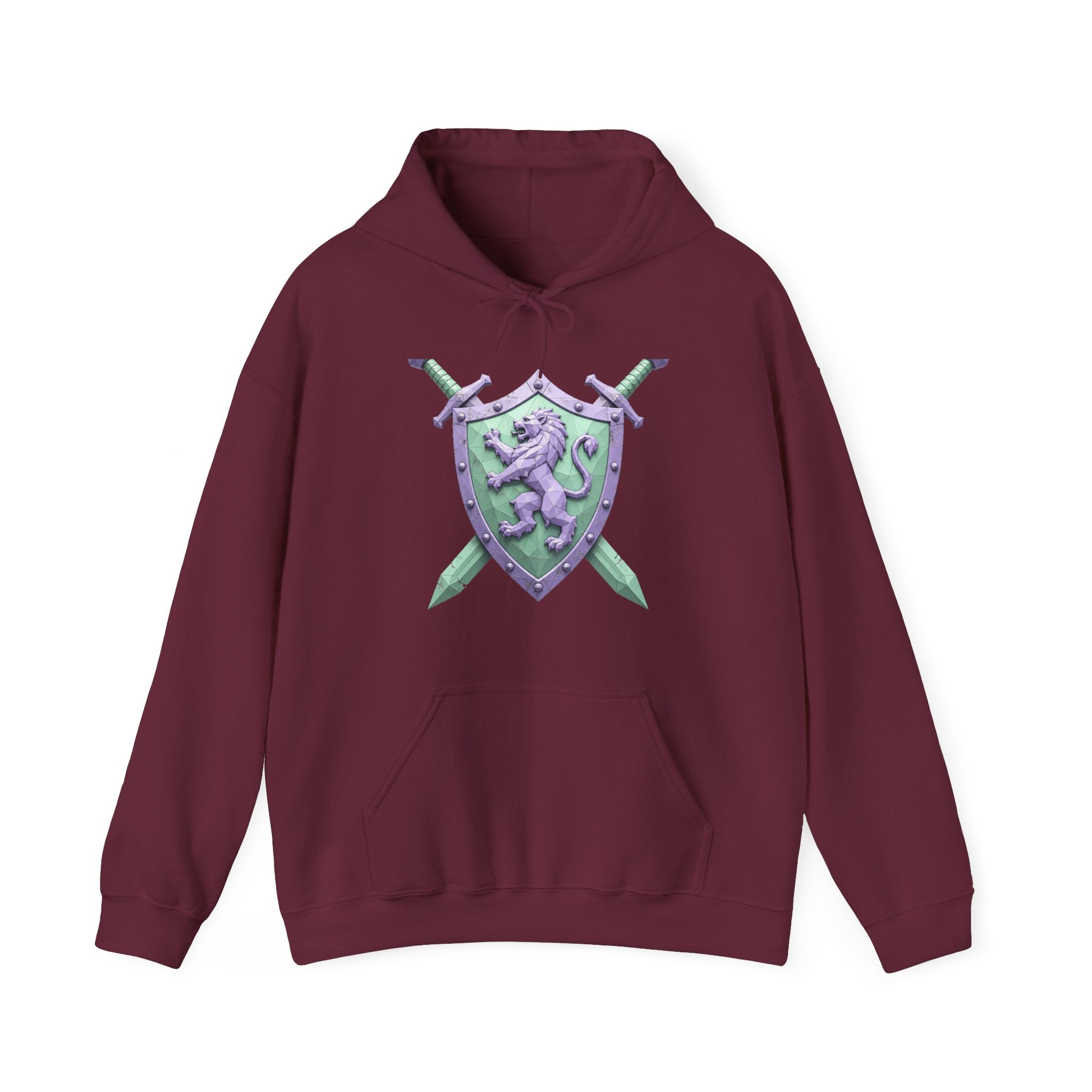 Matching Couple Sweatshirt - Crown & Shield Matching Couple Hooded Sweatshirt Geometric Art His Hers Couple Gift - Design B