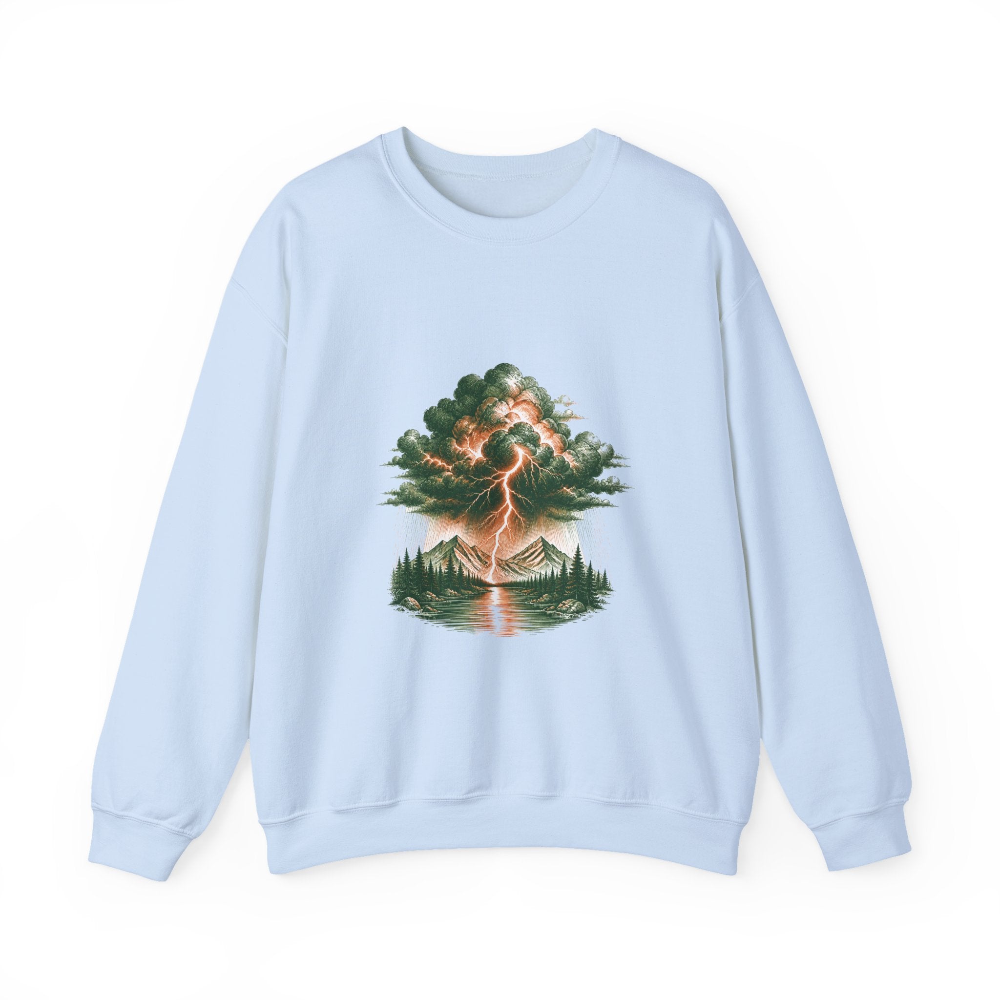 Matching Couple Sweatshirt - Storm & Rainbow Matching Couple Premium Fleece Sweatshirt Hand-Drawn Art His Hers Anniversary Gift - Design A