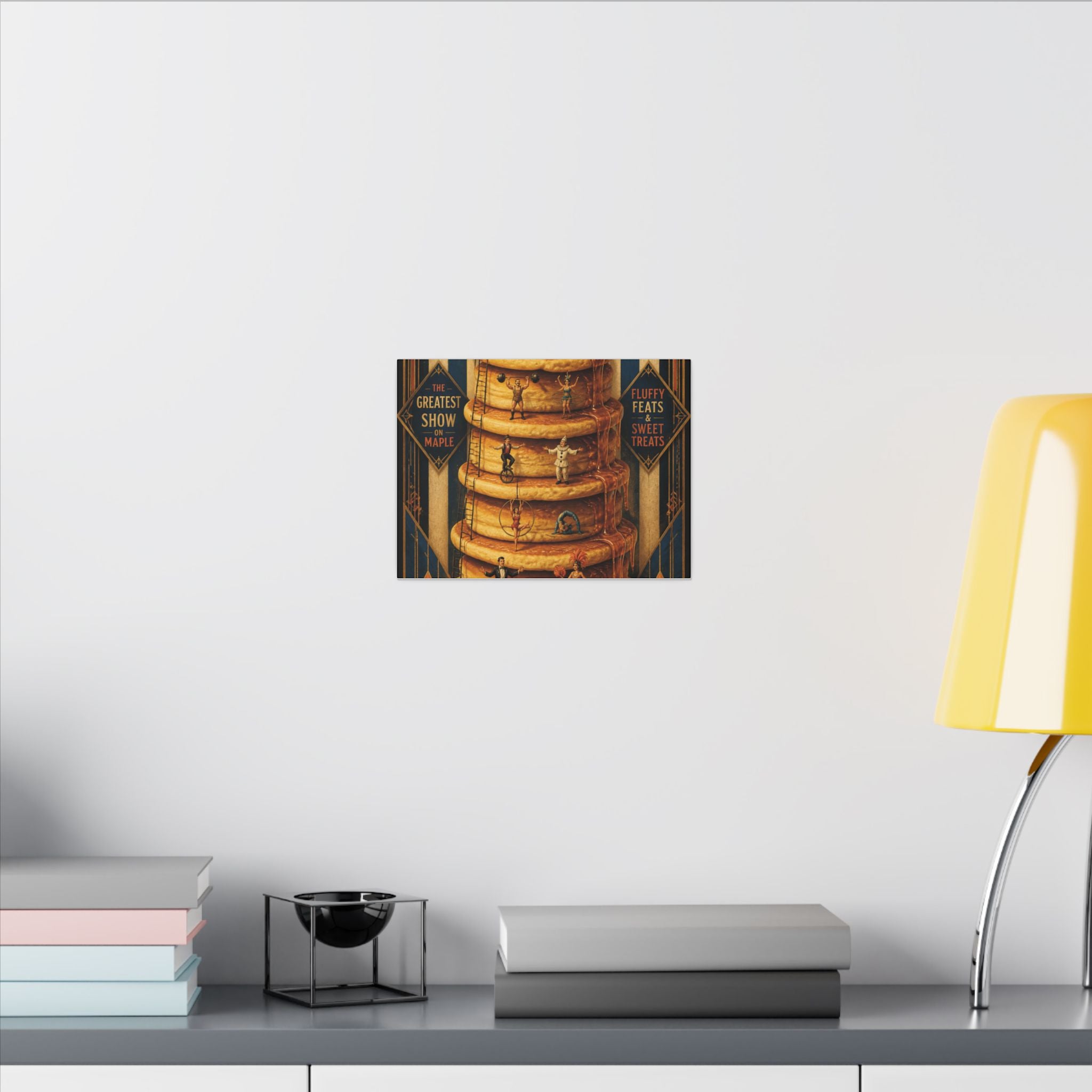 Pancake Stack Platform Wall Art Canvas 16×20 Art Deco Entryway Decor Maximalist Print