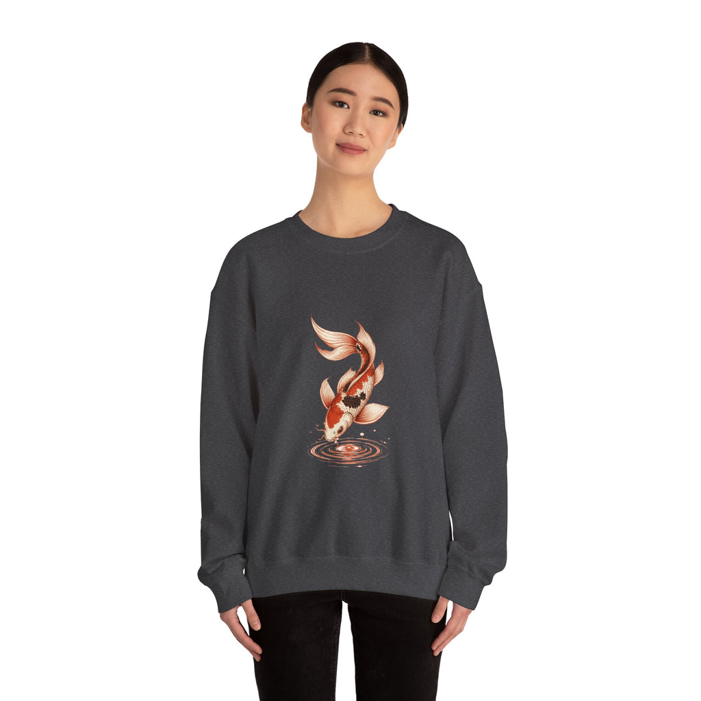 Matching Couple Sweatshirt - Koi Fish Yin Yang Matching Couple Comfort Colors Crew Hand-Drawn Art His Hers Anniversary Gift - Design B