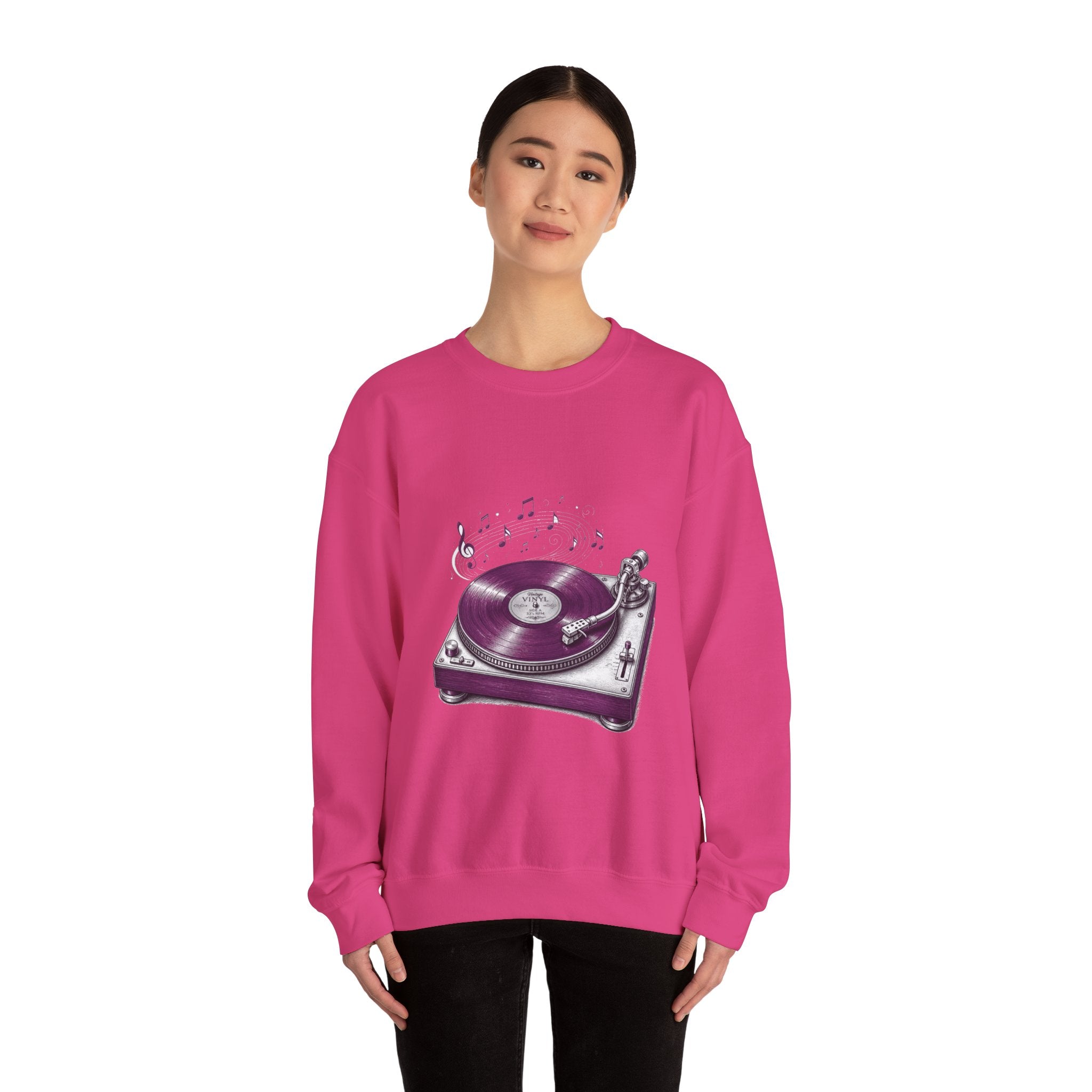 Matching Couple Sweatshirt - Vinyl & Cassette Matching Couple Crewneck Sweatshirt Hand-Drawn Art His Hers Best Friend Gift - Design A