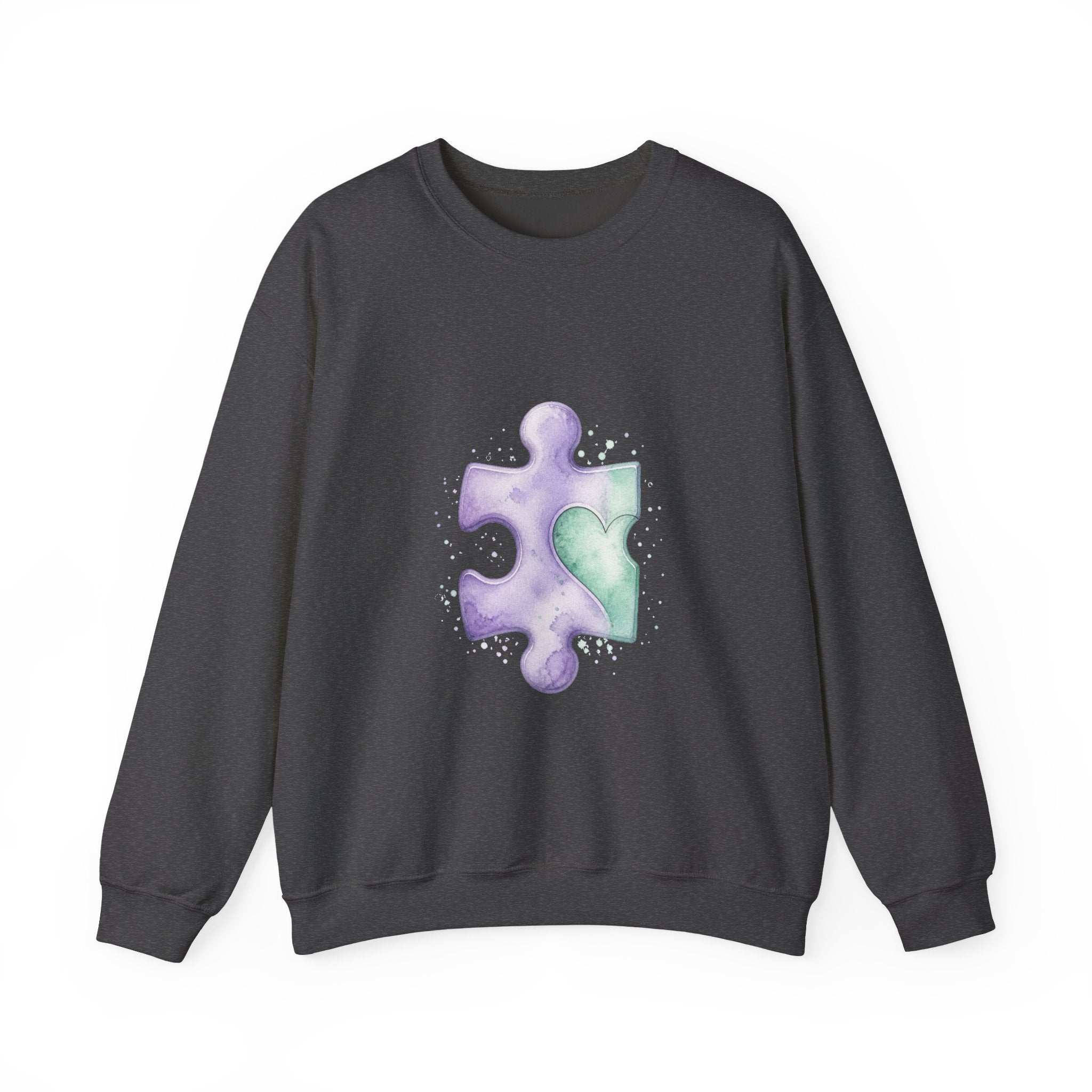 Matching Couple Sweatshirt - Puzzle Pieces Matching Couple Comfort Colors Crew Watercolor Art His Hers Birthday Gift - Design A