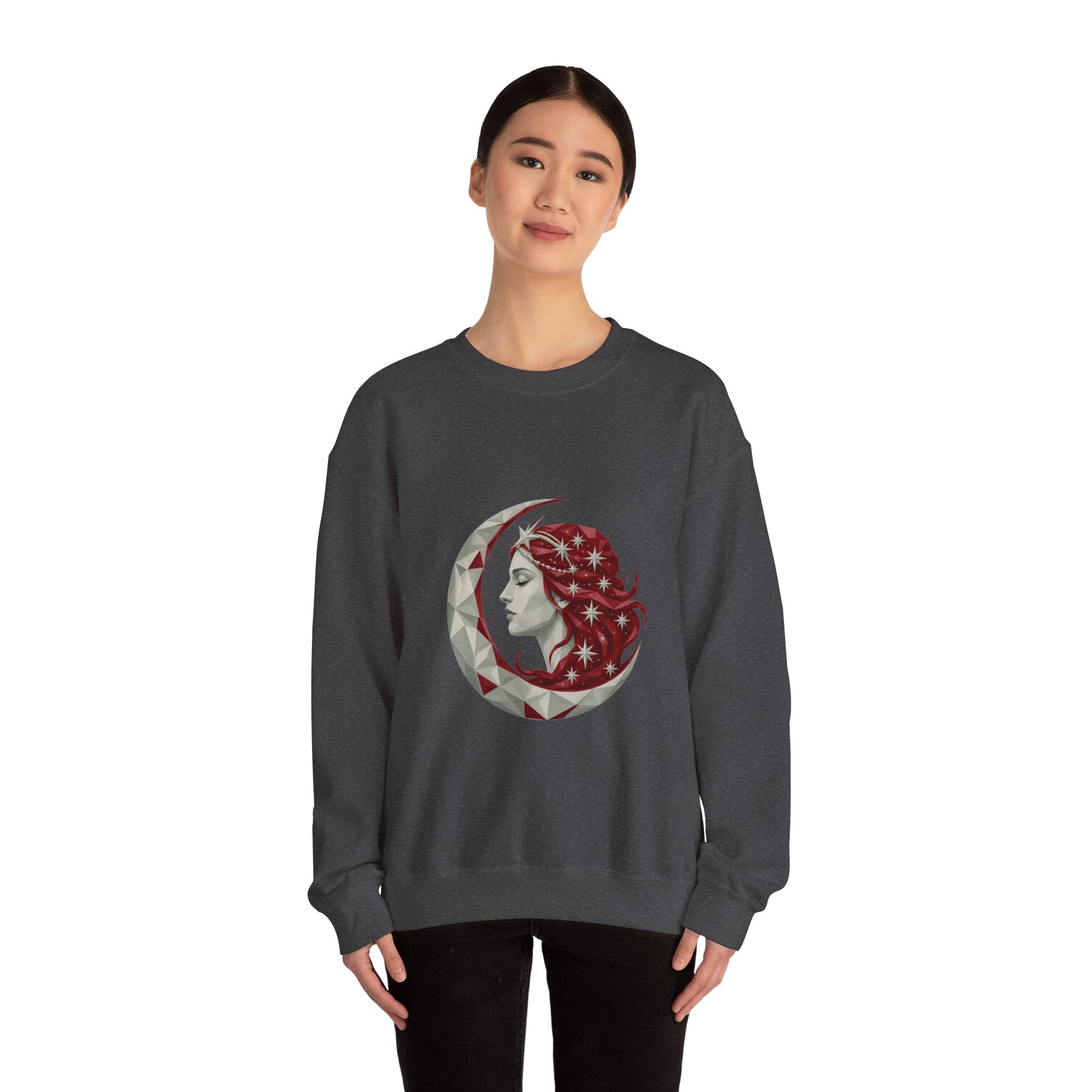 Matching Couple Sweatshirt - Helios & Selene Matching Couple Premium Fleece Sweatshirt Geometric Art His Hers Love Gift - Design B