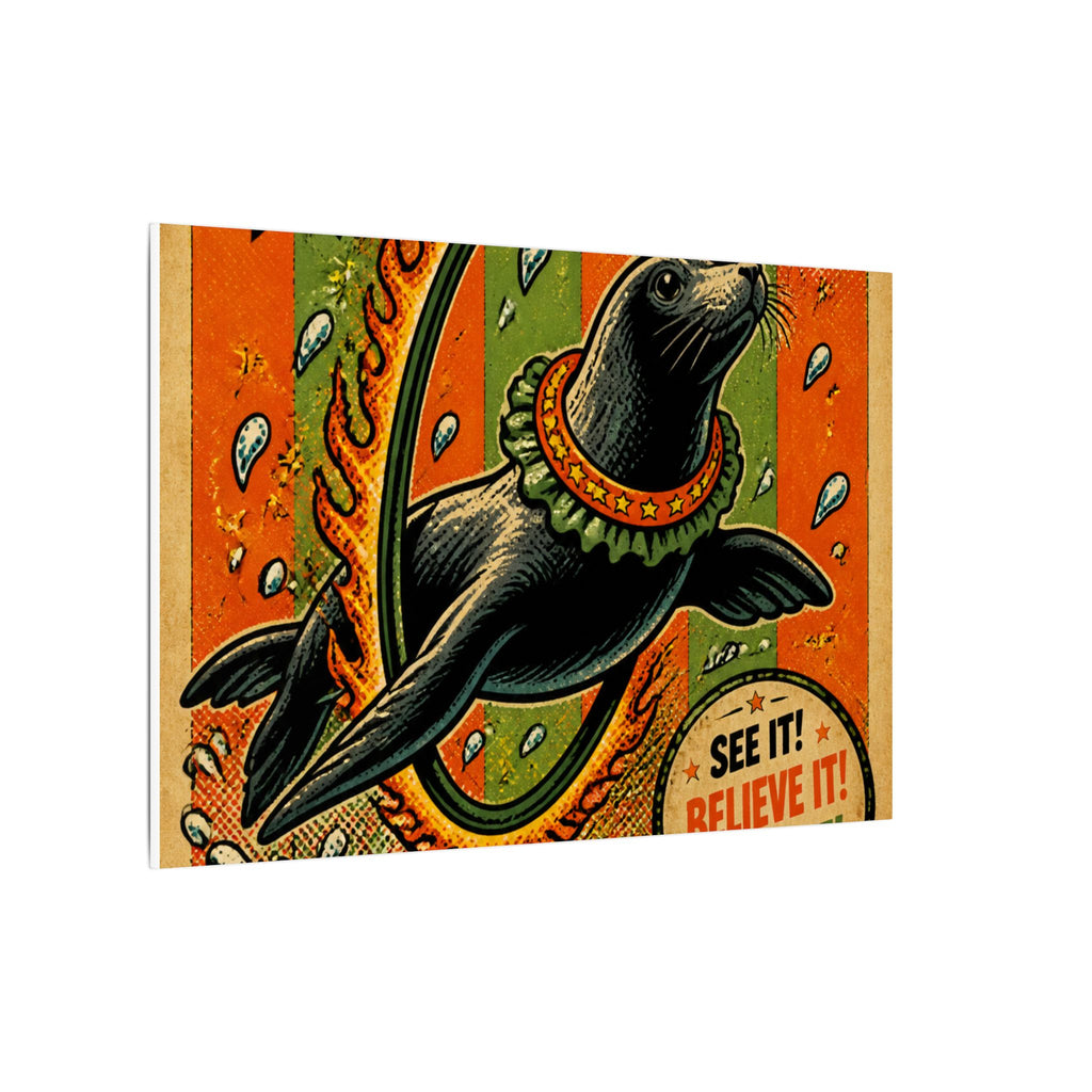 Seal Fire Hoop Wall Art Canvas 24×36 Pop Art Restaurant Decor Maximalist Print