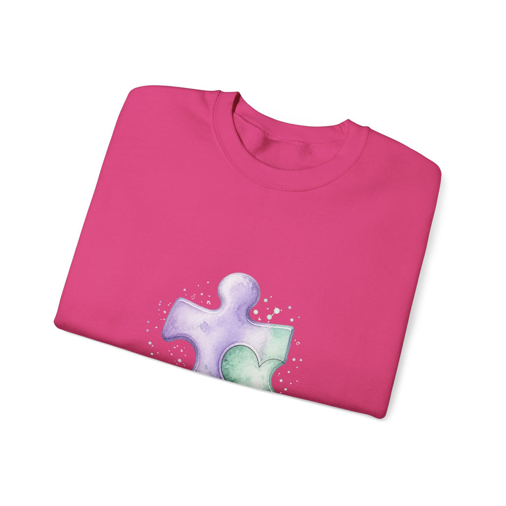Matching Couple Sweatshirt - Puzzle Pieces Matching Couple Comfort Colors Crew Watercolor Art His Hers Birthday Gift - Design A