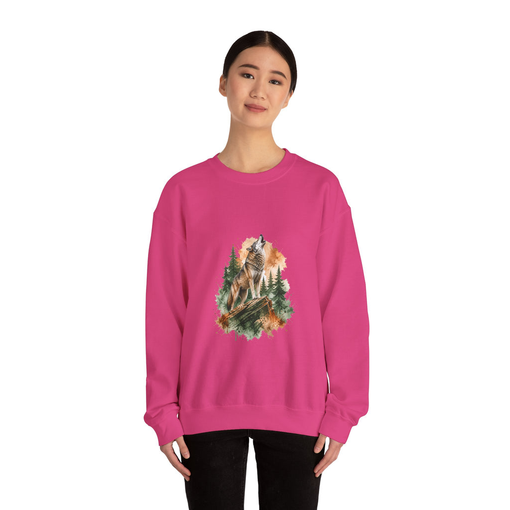 Matching Couple Sweatshirt - Wolf & Dove Matching Couple Crewneck Sweatshirt Watercolor Art His Hers Engagement Gift - Design A