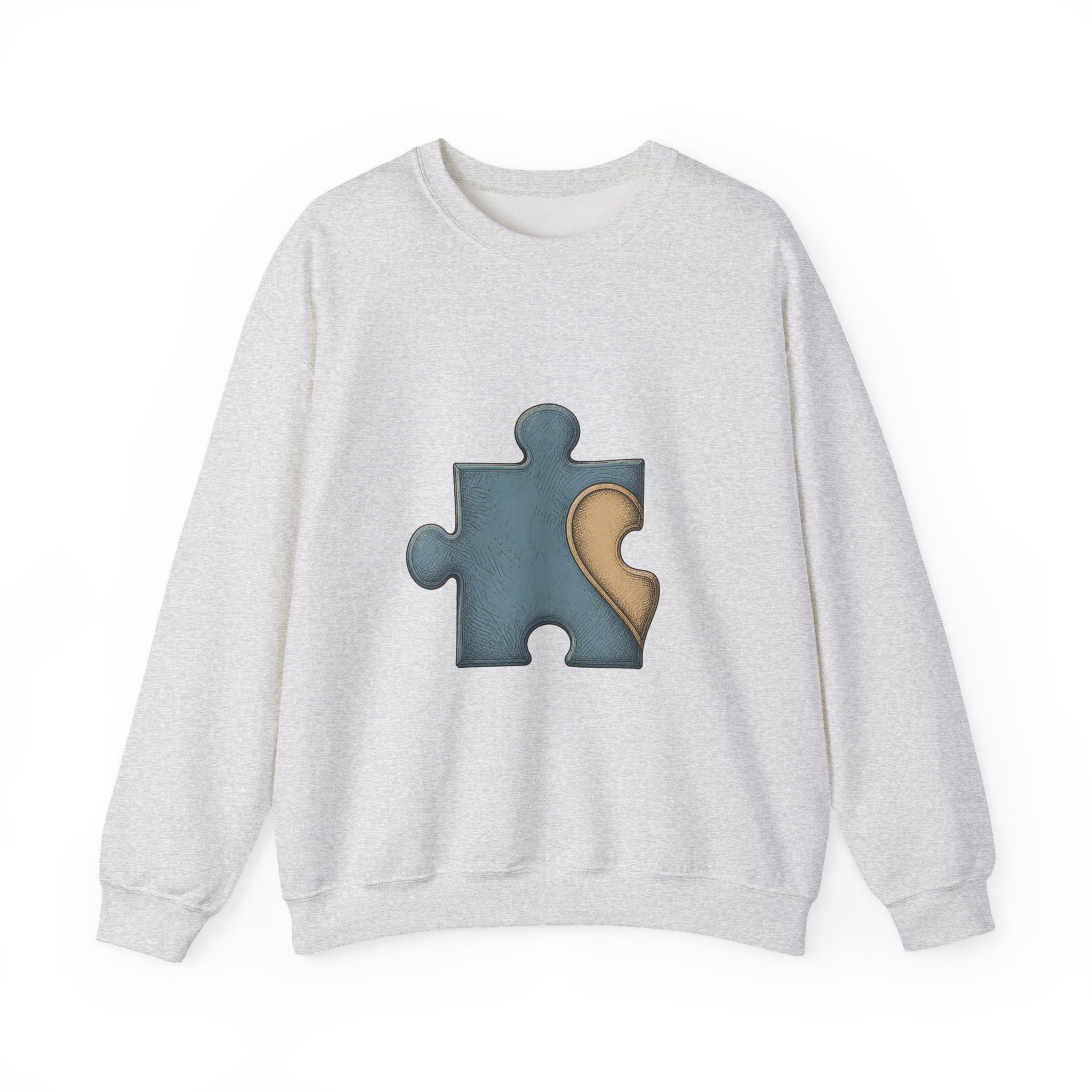 Matching Couple Sweatshirt - Puzzle Pieces Matching Couple Comfort Colors Crew Hand-Drawn Art His Hers Anniversary Gift - Design A