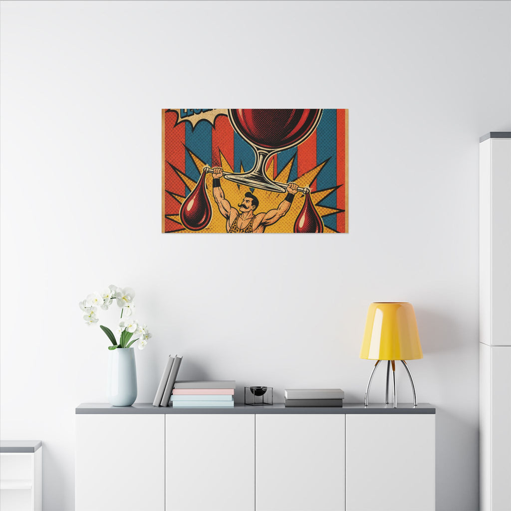 Wine Glass Strongman Wall Art Canvas 16×20 Pop Art Living Room Decor Maximalist Print