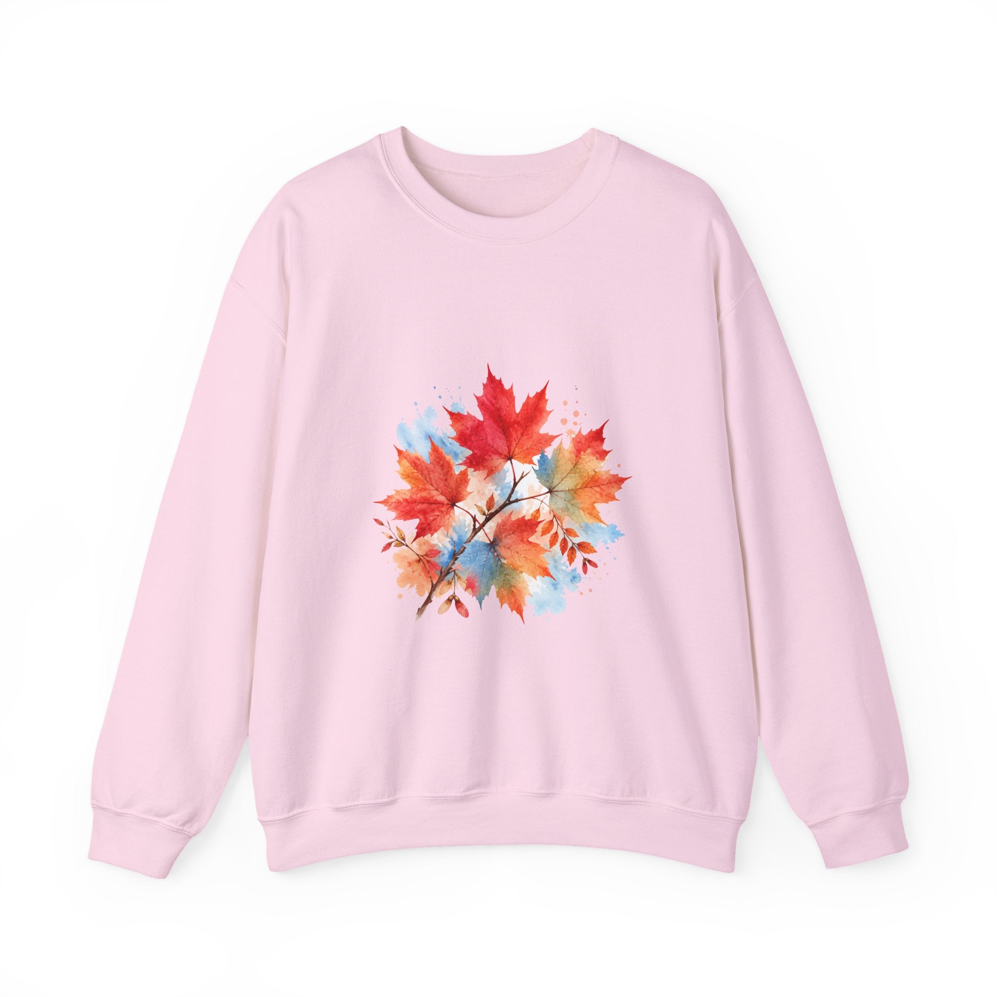 Matching Couple Sweatshirt - Cherry Blossom & Maple Leaf Matching Couple Premium Fleece Sweatshirt Watercolor Art His Hers Birthday Gift - Design B