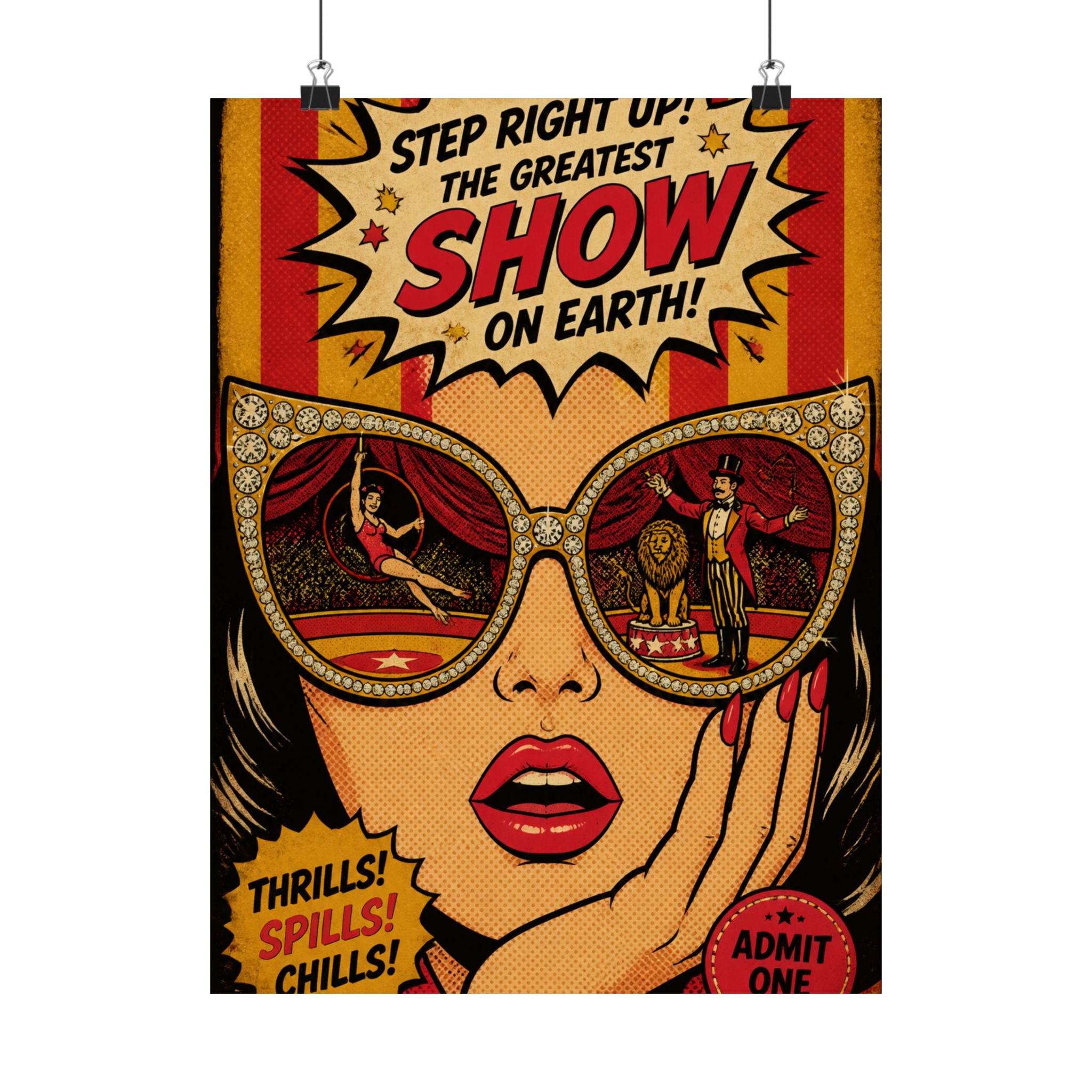 Sunglasses Circus Ring Wall Art Poster 18×24 Pop Art Living Room Decor Maximalist Print