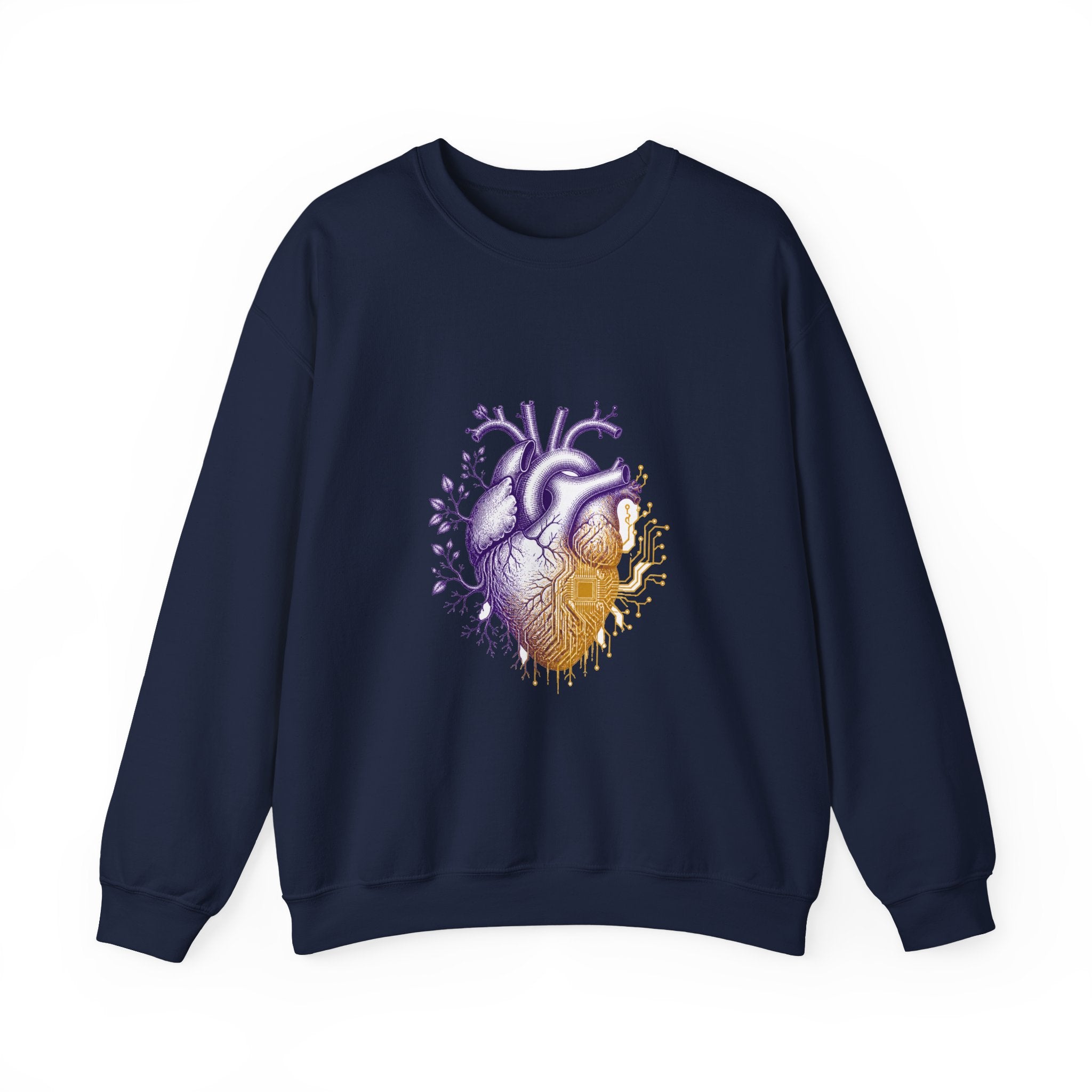 Matching Couple Sweatshirt - Robot & Heart Matching Couple Crewneck Sweatshirt Vintage Art His Hers Wedding Gift - Design B