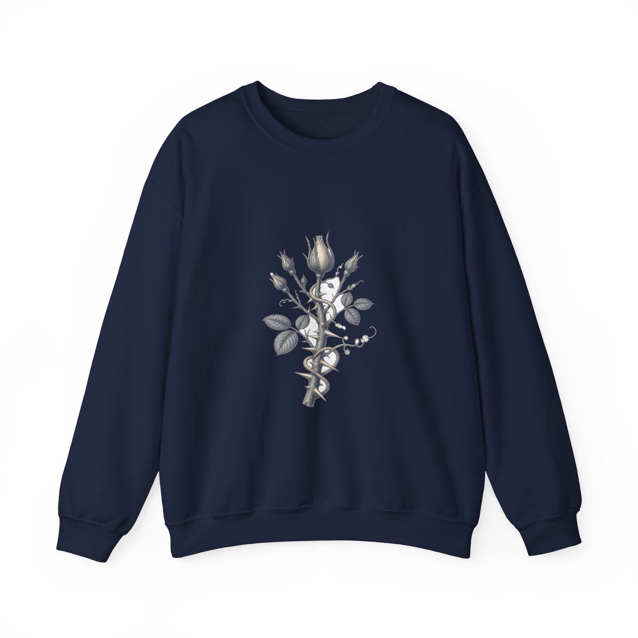 Matching Couple Sweatshirt - Rose & Thorn Matching Couple Crewneck Sweatshirt Vintage Art His Hers Wedding Gift - Design B