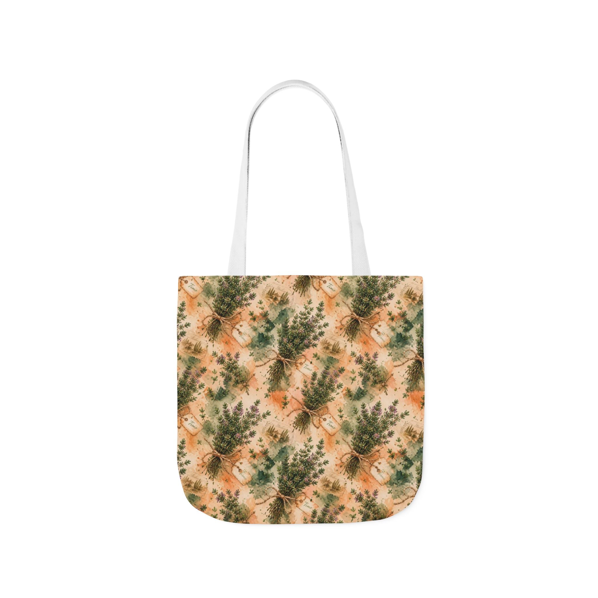 Thyme Bundles Canvas Tote Bag Mediterranean Kitchen Watercolor Splash Design Italian Cottagecore Gift