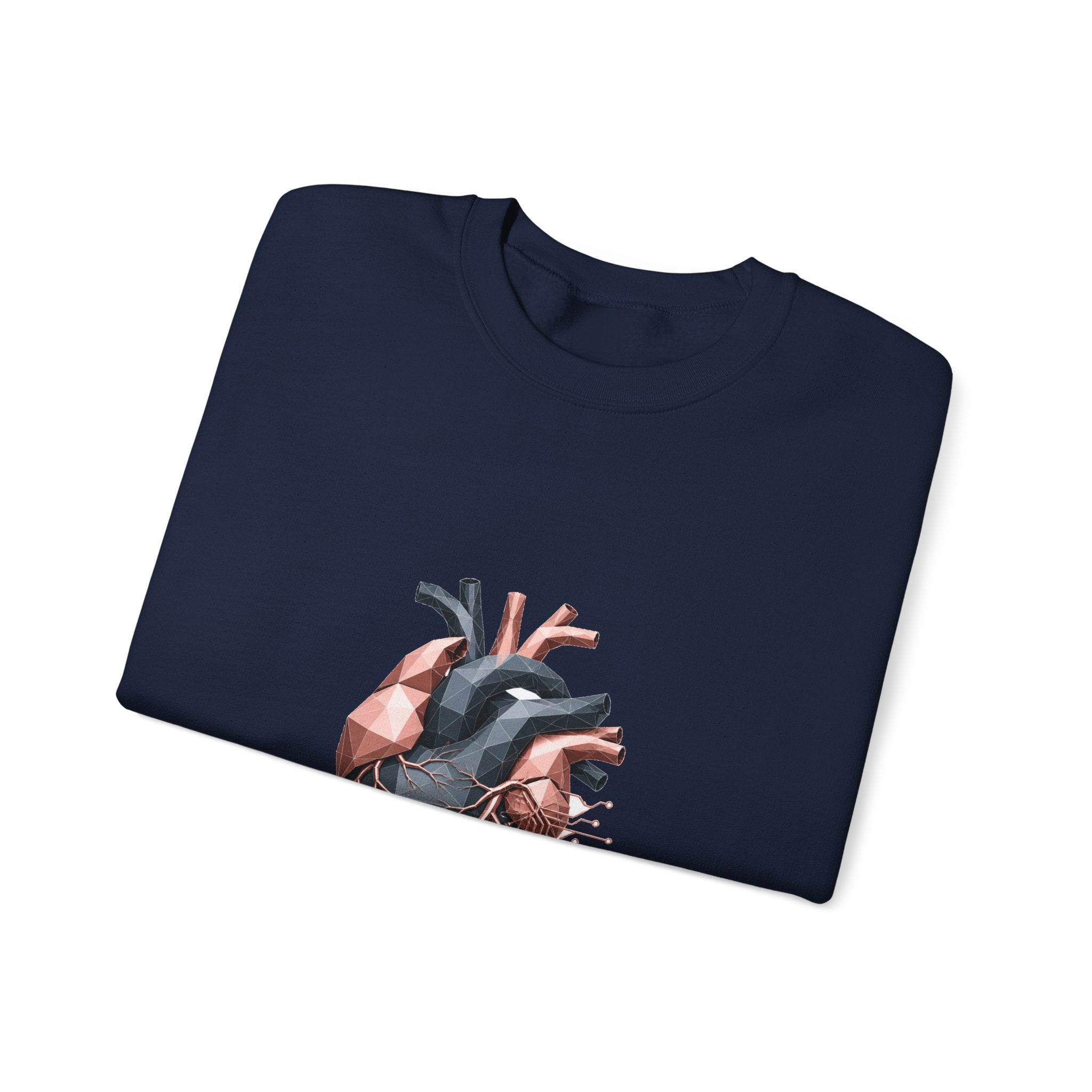 Matching Couple Sweatshirt - Robot & Heart Matching Couple Premium Fleece Sweatshirt Geometric Art His Hers Love Gift - Design B