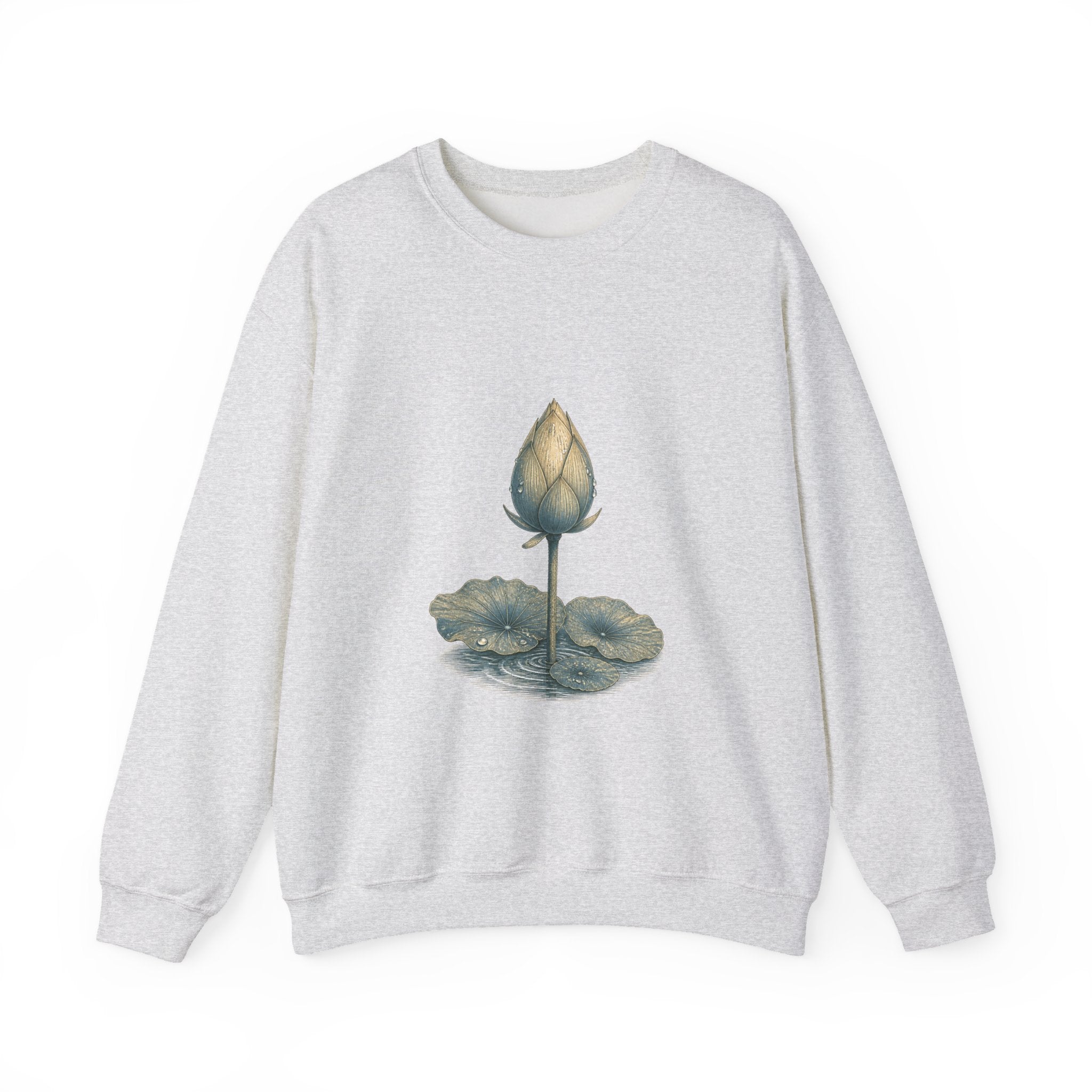Matching Couple Sweatshirt - Open & Closed Lotus Matching Couple Crewneck Sweatshirt Vintage Art His Hers Wedding Gift - Design B
