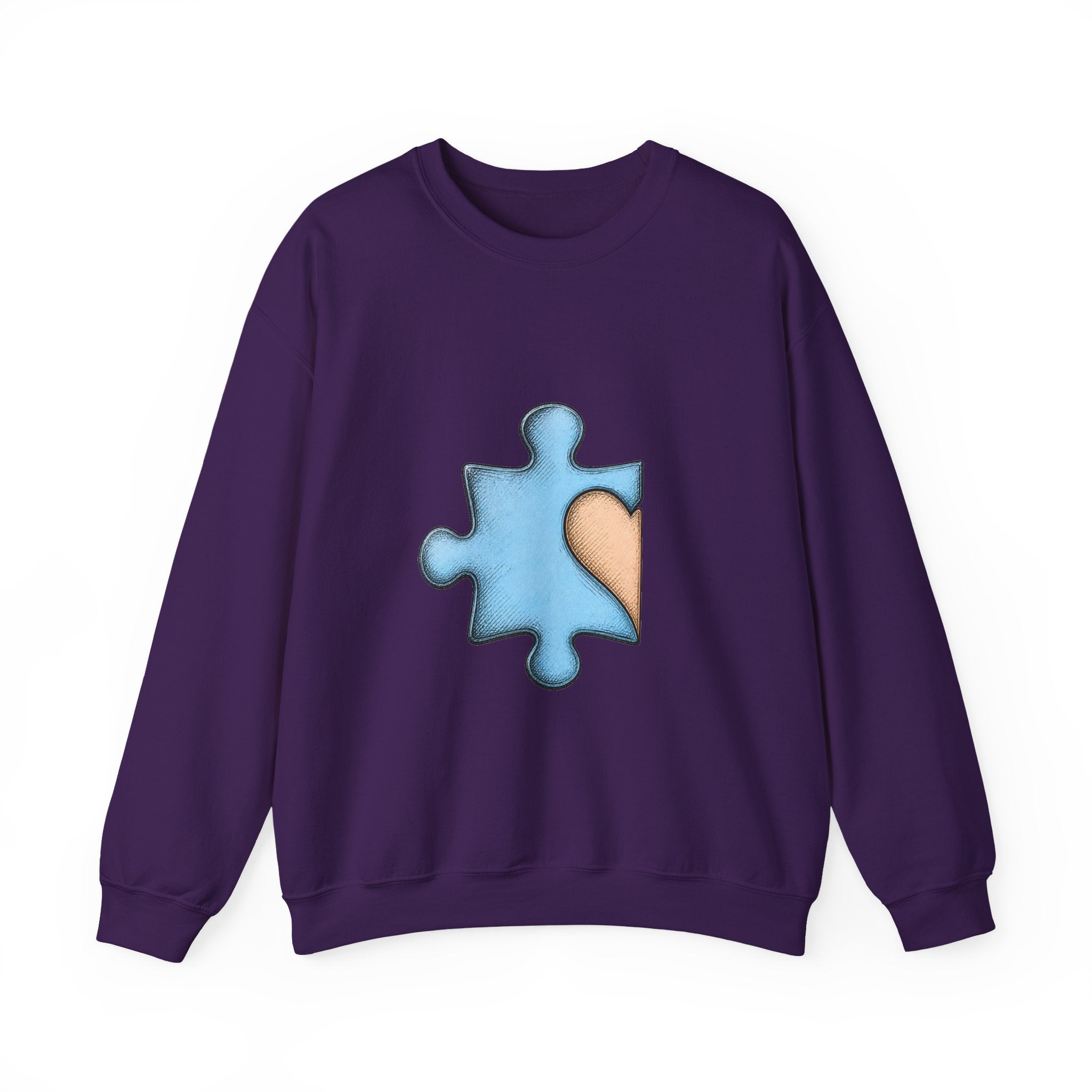 Matching Couple Sweatshirt - Puzzle Pieces Matching Couple Crewneck Sweatshirt Hand-Drawn Art His Hers Best Friend Gift - Design A