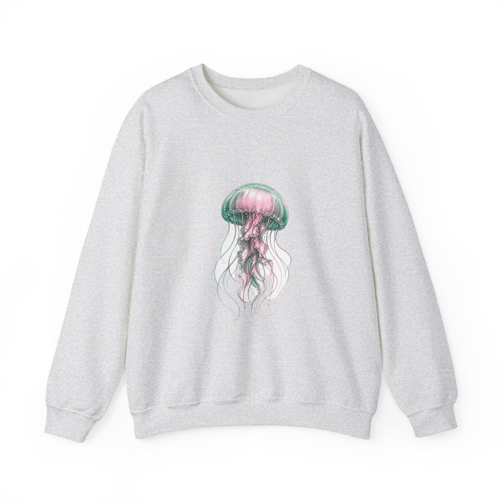 Matching Couple Sweatshirt - Octopus & Jellyfish Matching Couple Premium Fleece Sweatshirt Hand-Drawn Art His Hers Anniversary Gift - Design B