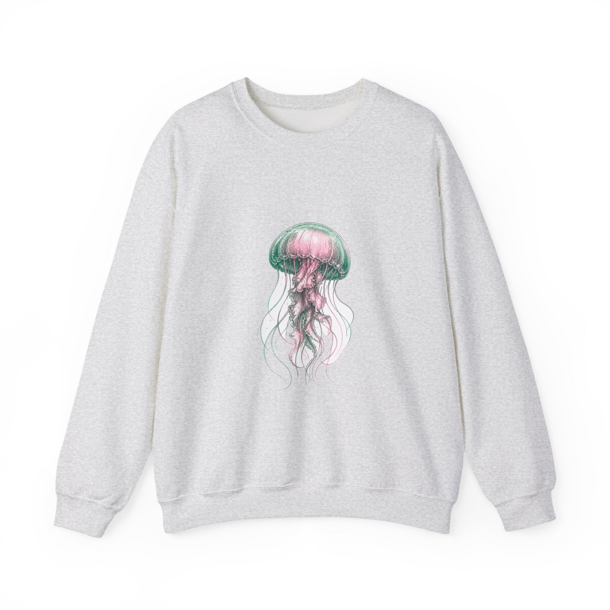 Matching Couple Sweatshirt - Octopus & Jellyfish Matching Couple Premium Fleece Sweatshirt Hand-Drawn Art His Hers Anniversary Gift - Design B