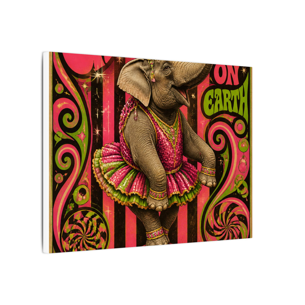 Elephant on Ball Wall Art Canvas 24×36 Psychedelic Dining Room Decor Maximalist Print