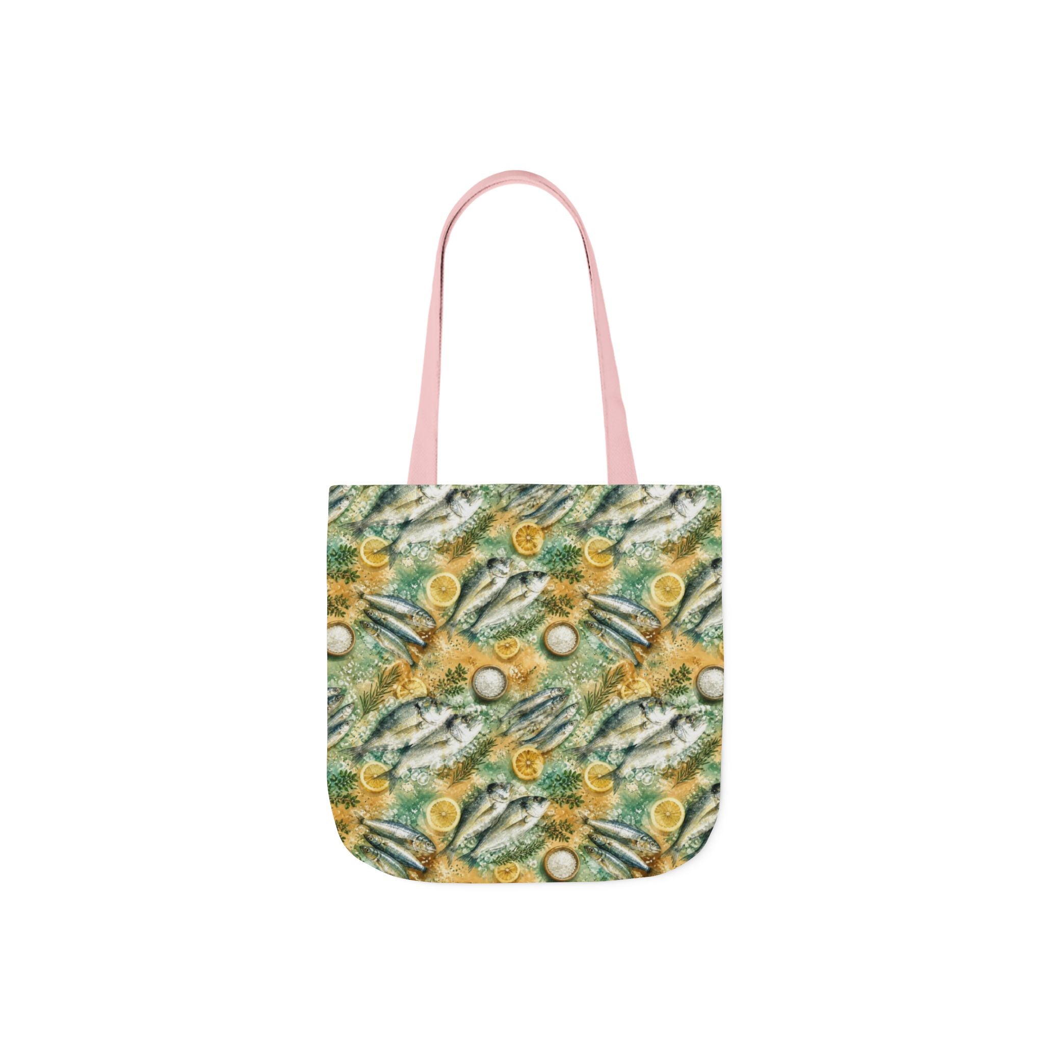 Mediterranean Fish Canvas Tote Bag Mediterranean Kitchen Watercolor Splash Design Italian Cottagecore Gift
