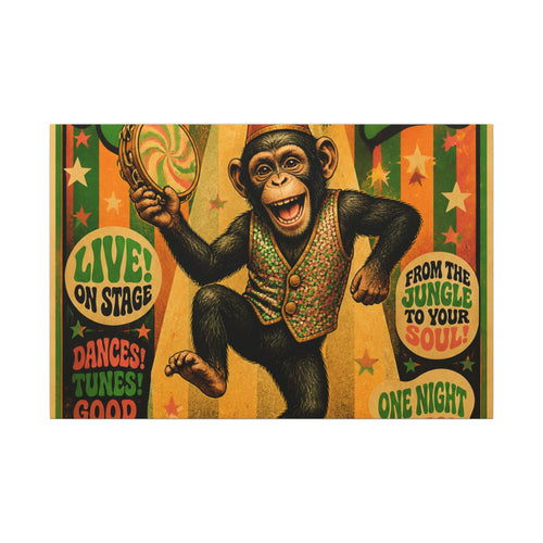 Dancing Monkey Wall Art Canvas 16×20 Psychedelic Cafe Decor Maximalist Print