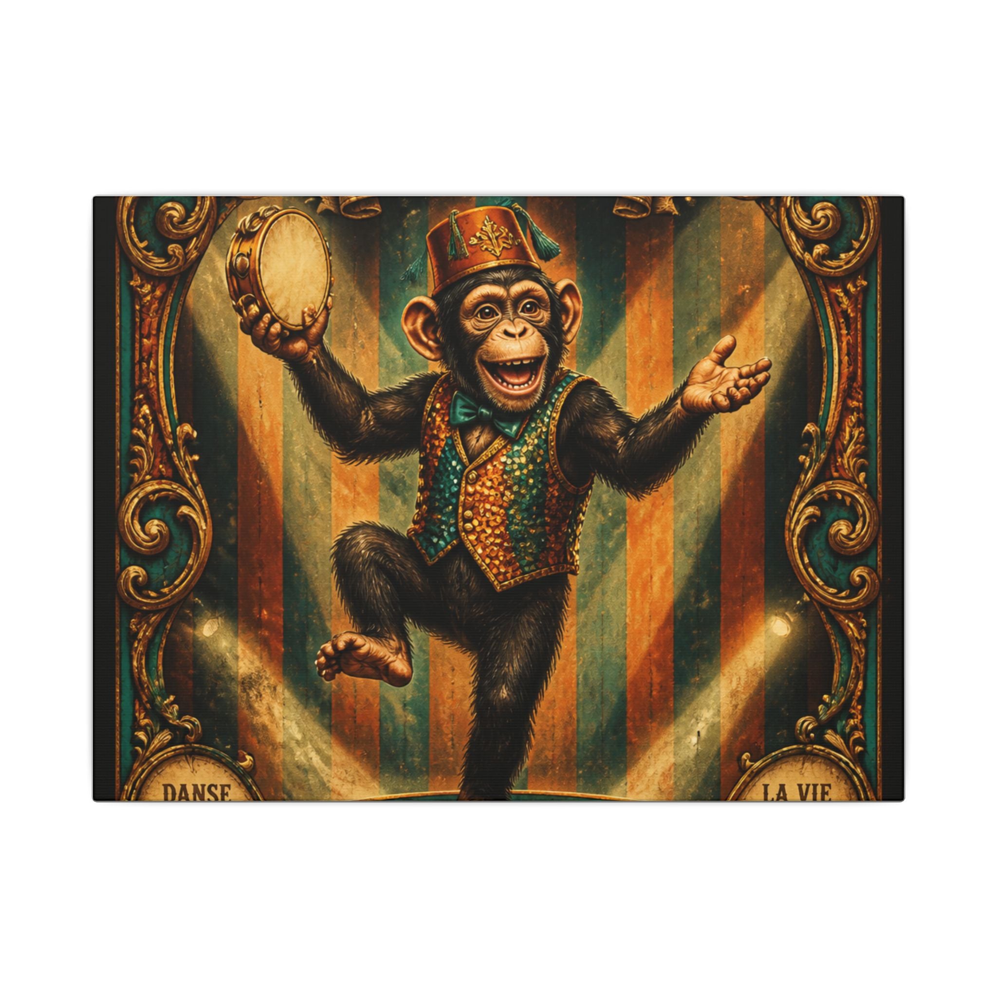 Dancing Monkey Wall Art Canvas 16×20 Baroque Home Office Decor Maximalist Print