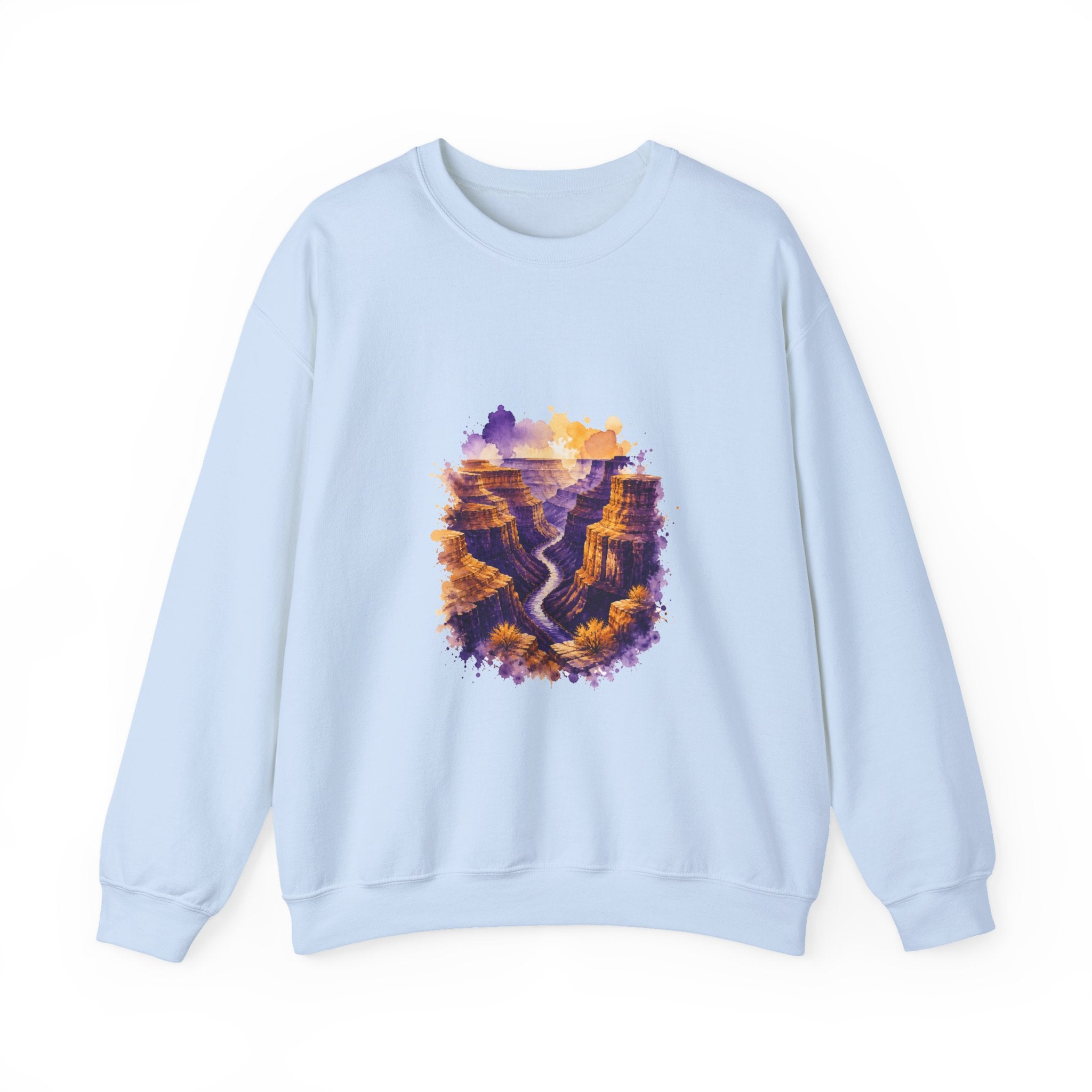 Matching Couple Sweatshirt - Lavender Fields & Canyon Matching Couple Premium Fleece Sweatshirt Watercolor Art His Hers Birthday Gift - Design B