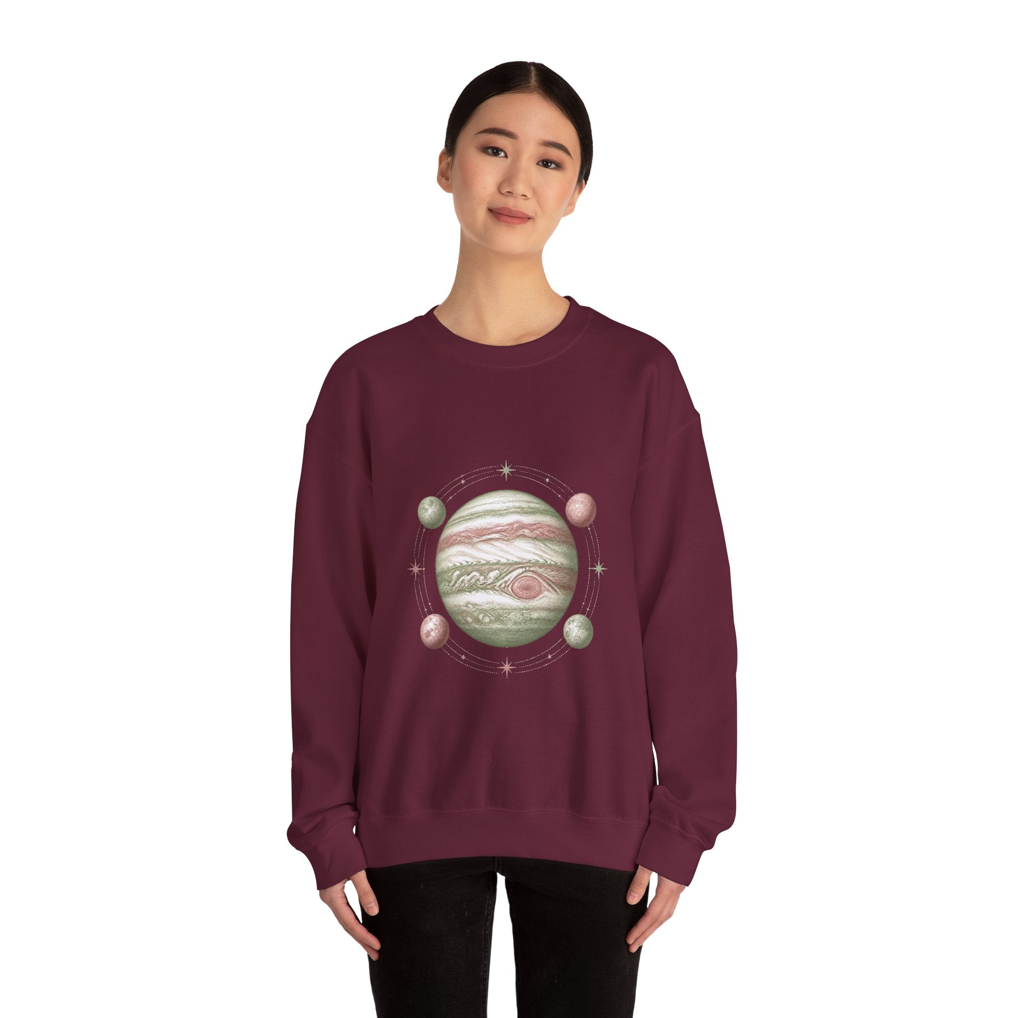 Matching Couple Sweatshirt - Saturn & Jupiter Matching Couple Premium Fleece Sweatshirt Vintage Art His Hers Honeymoon Gift - Design B